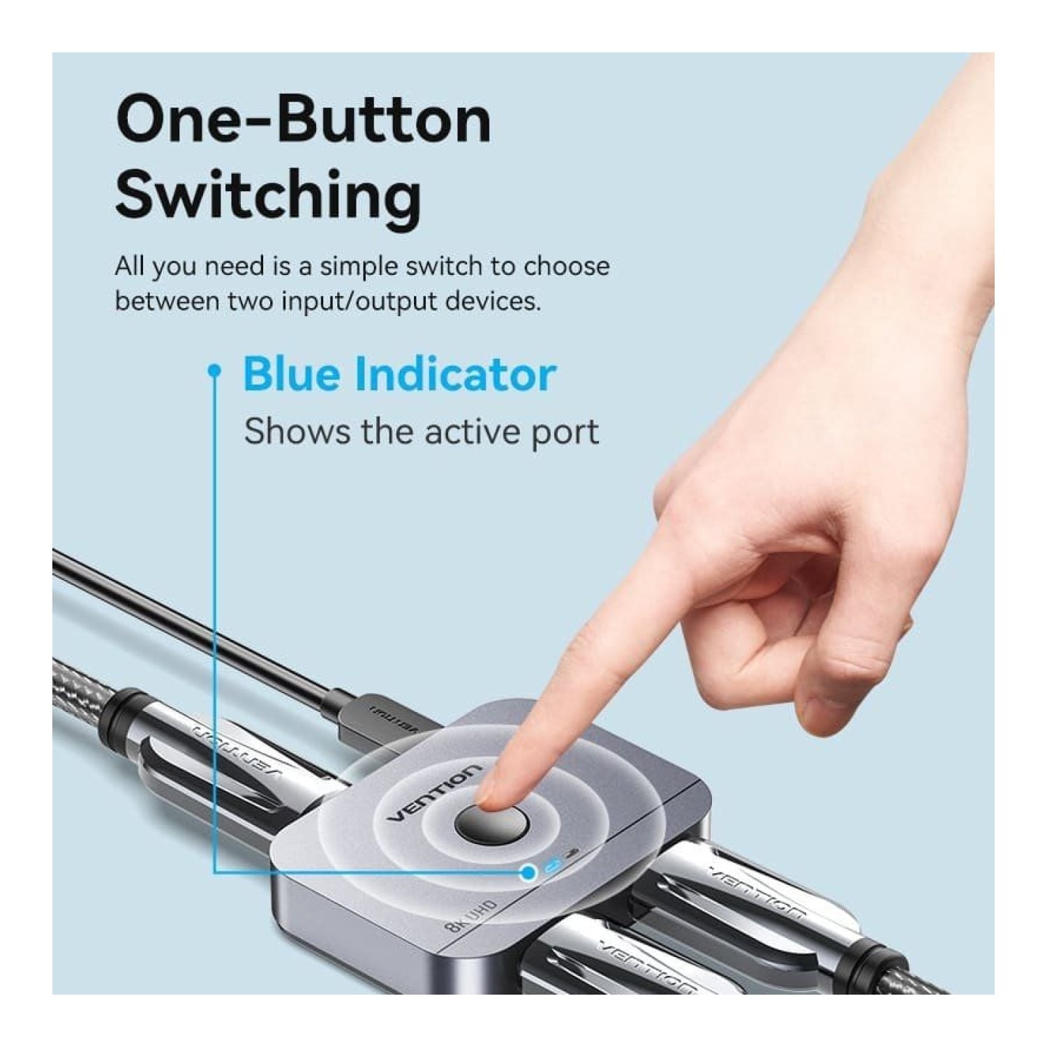 Vention AKPH0 · Switch HDMI 2.1 8K · Bidireccional · 2x HDMI Hembra · USB-C