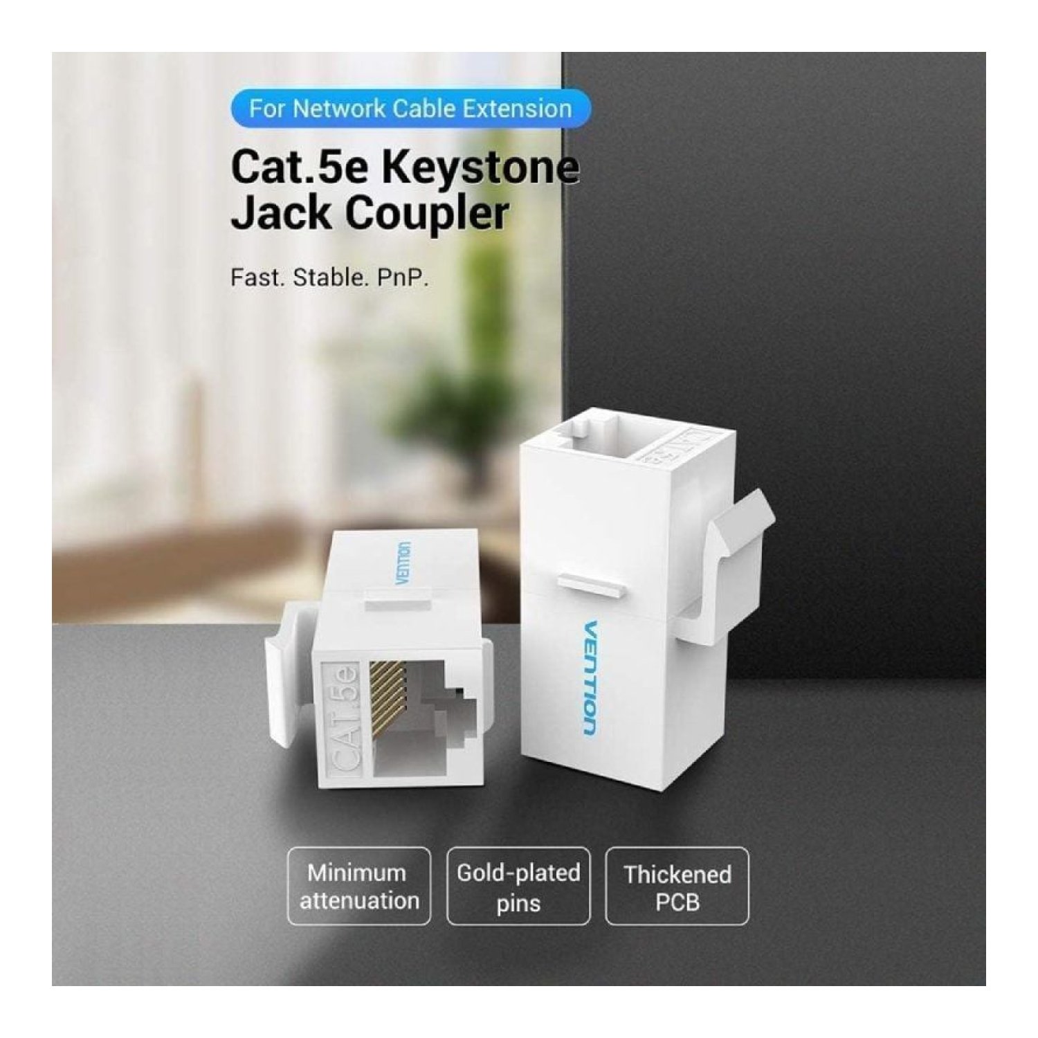Vention · Adaptador RJ45 · Cat5 UTP · Hembra-Hembra · Blanco