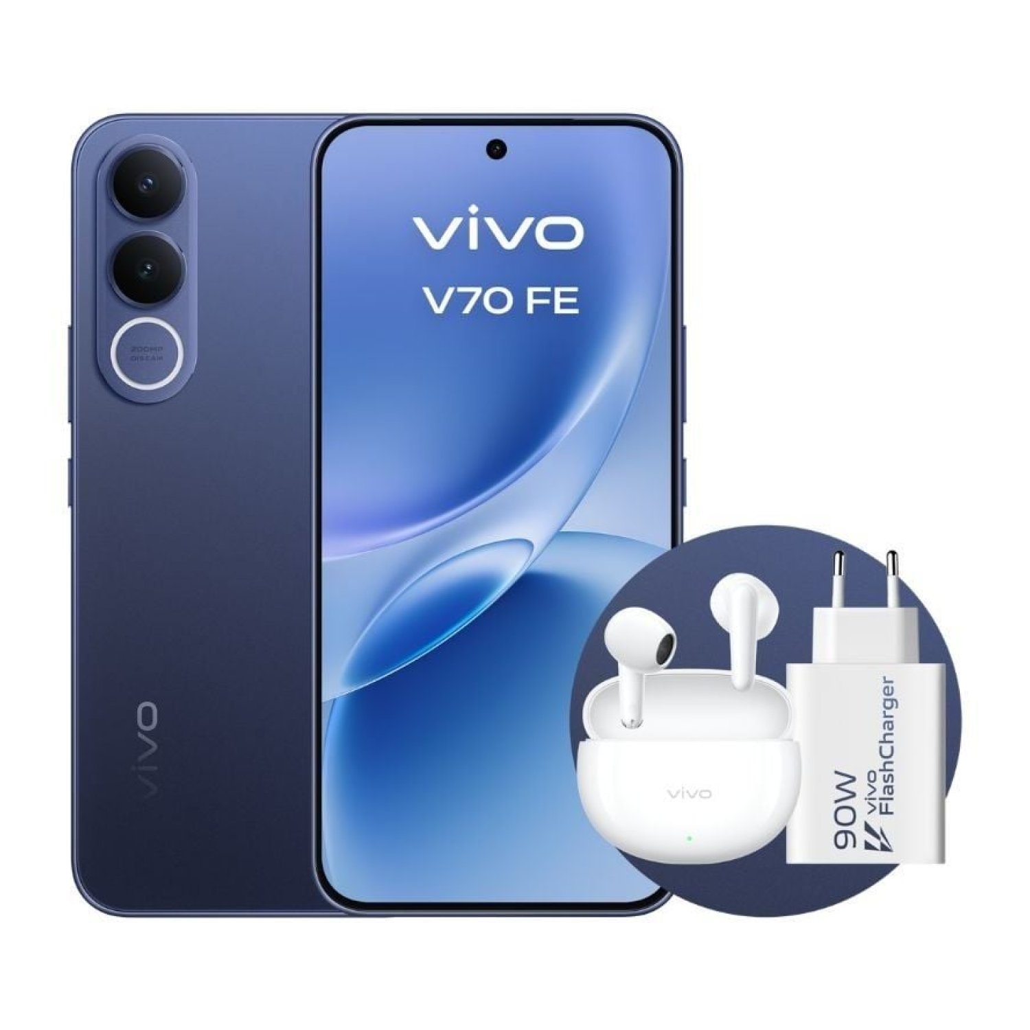 Vivo V70 FE · 6,83" · 8GB RAM · 256GB · 5G · Azul + Cargador y Auriculares