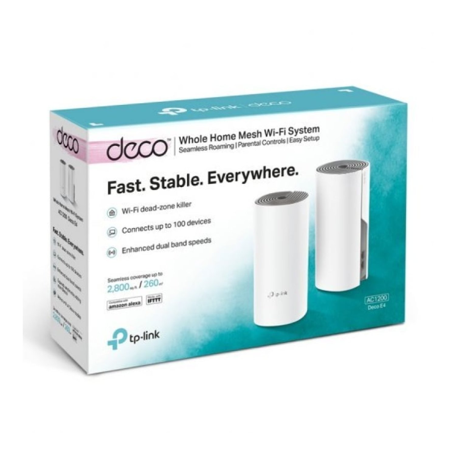 TP-Link Deco E4 · Sistema Mesh WiFi · 1200 Mbps · Doble banda 2.4GHz + 5GHz · Pack 2 unidades