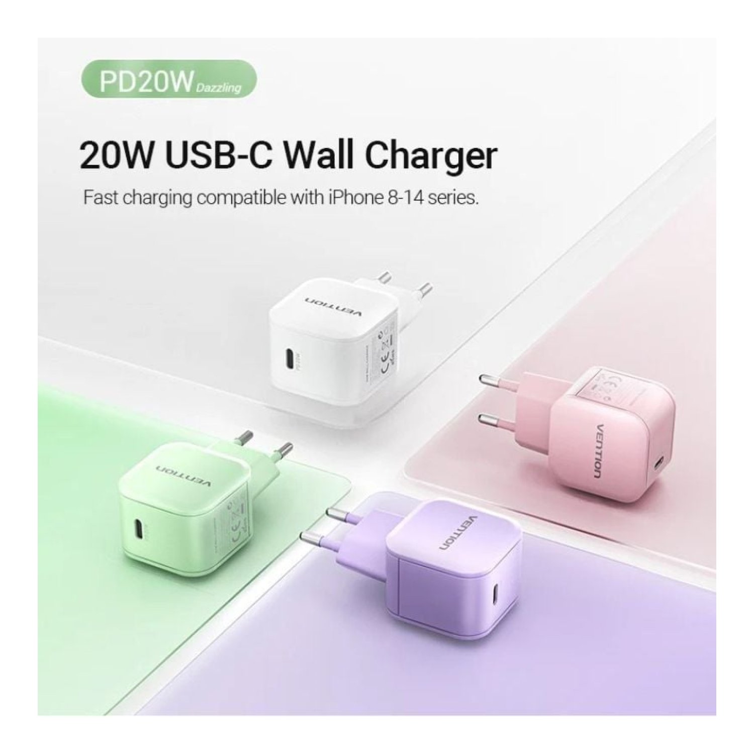 Vention Cargador GaN · 1x USB-C · 20W · Pared