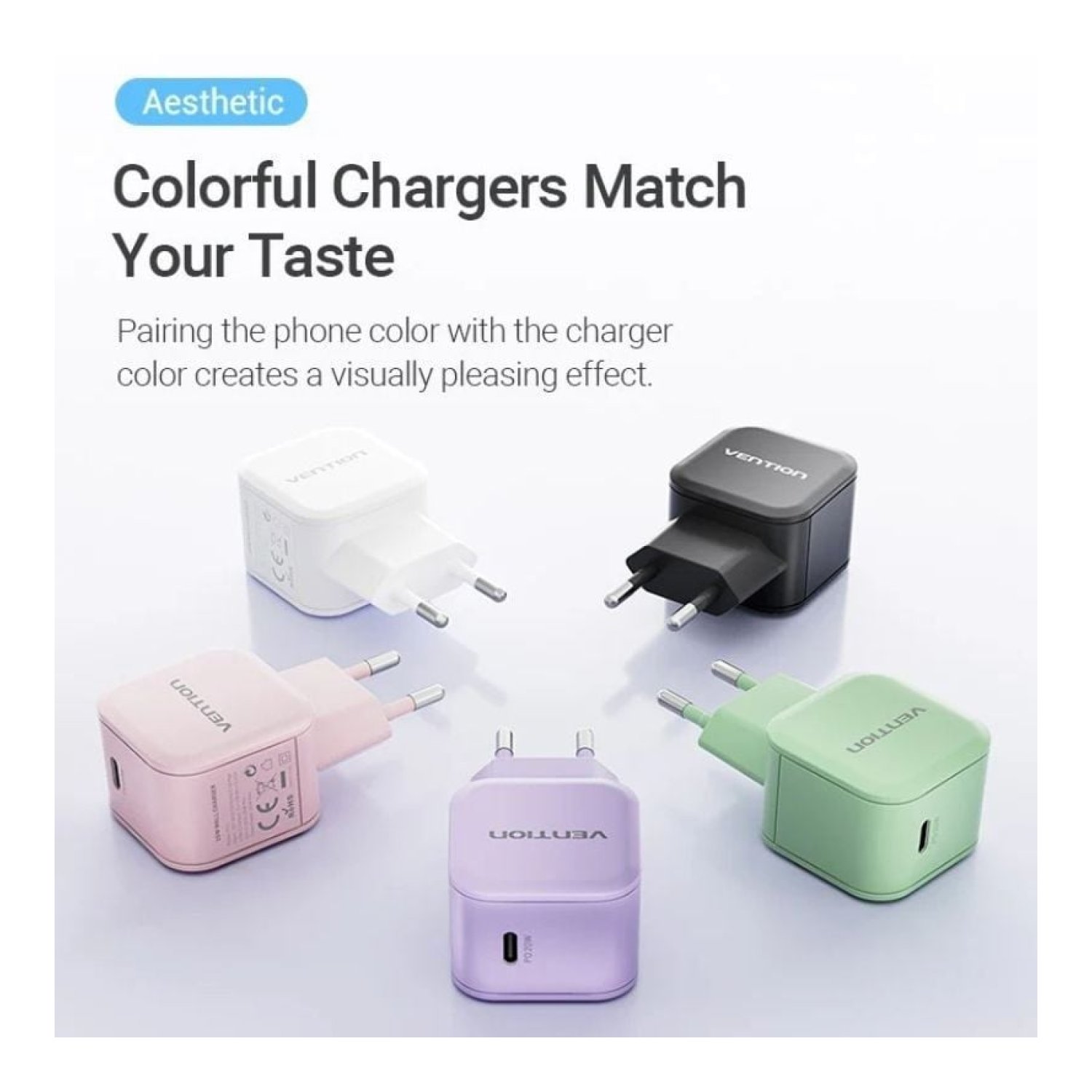 Vention Cargador GaN · 1x USB-C · 20W · Pared