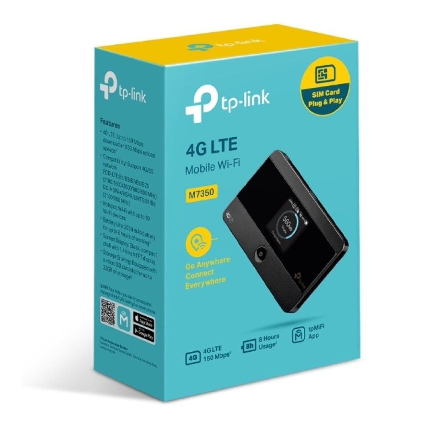 TP-Link M7350 · Módem 4G Inalámbrico · 150Mbps · WiFi Dual Band 2.4/5GHz · 1 Antena