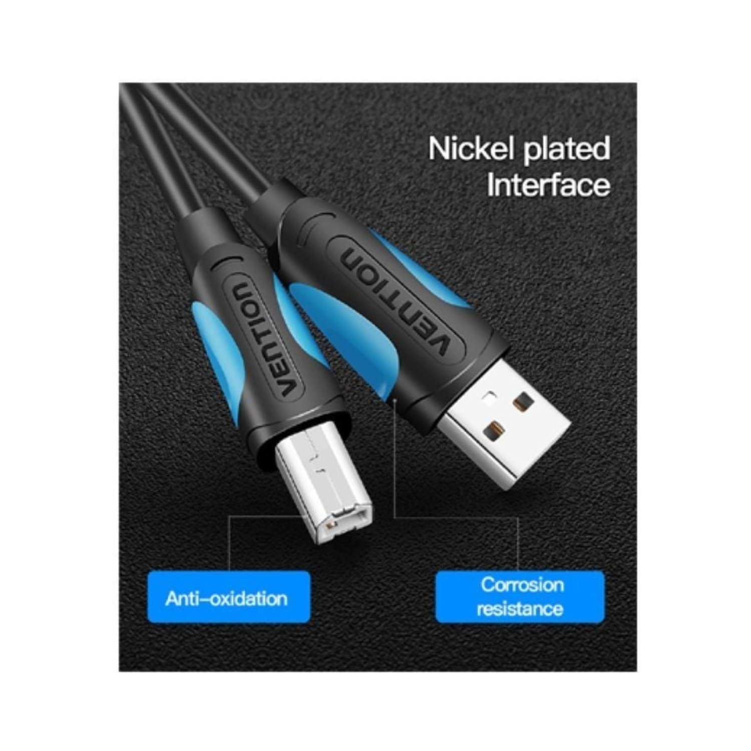 Vention · Cable USB 2.0 · USB Tipo-B a USB Macho · 480Mbps · 1m · Negro