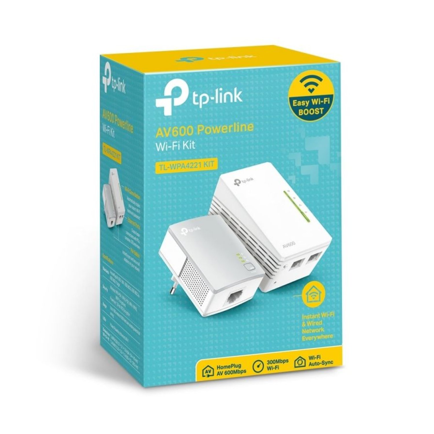 TP-Link WPA4221KIT · Adaptador Powerline · 600Mbps · Alcance 300m · Pack 2 Unidades