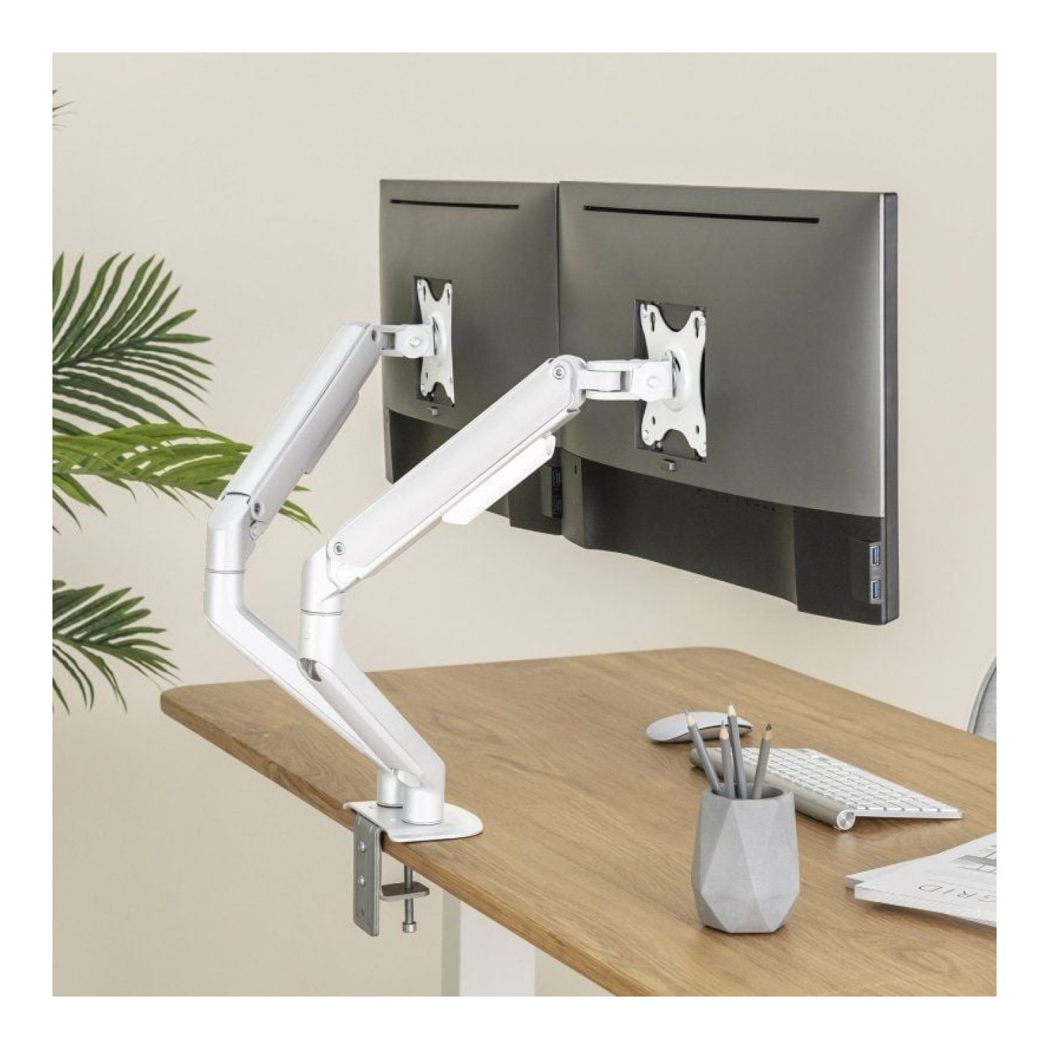 TooQ DB4132TNR-W · Soporte Doble Monitor · Giratorio e Inclinable · hasta 9kg