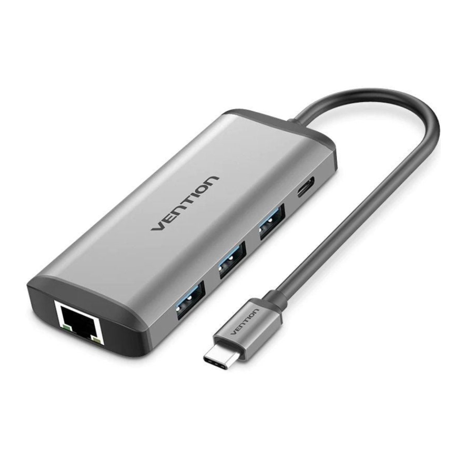 Vention Docking USB Tipo-C · HDMI 4K · 3xUSB · USB-C PD · RJ45 · Lector tarjetas