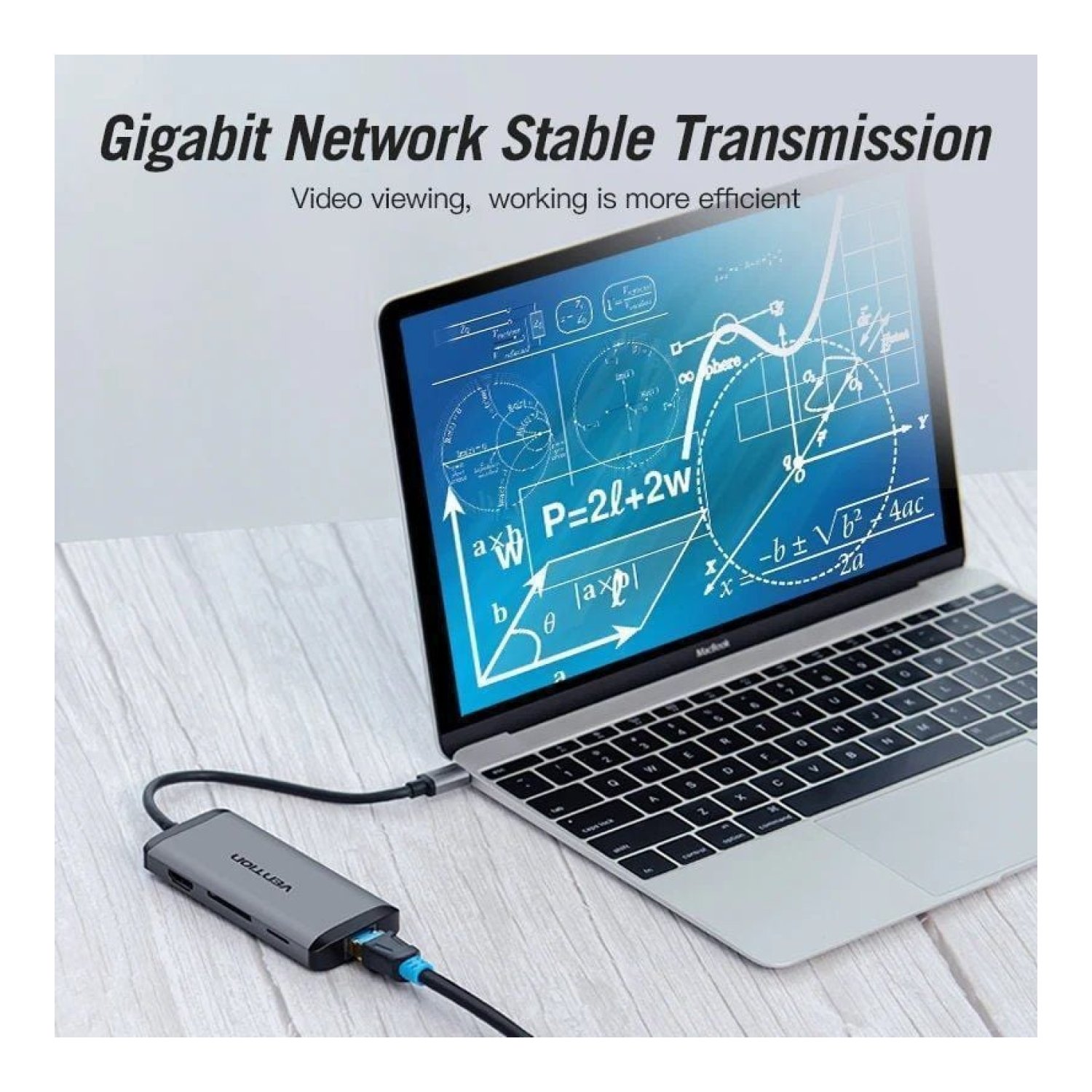 Vention Docking USB Tipo-C · HDMI 4K · 3xUSB · USB-C PD · RJ45 · Lector tarjetas