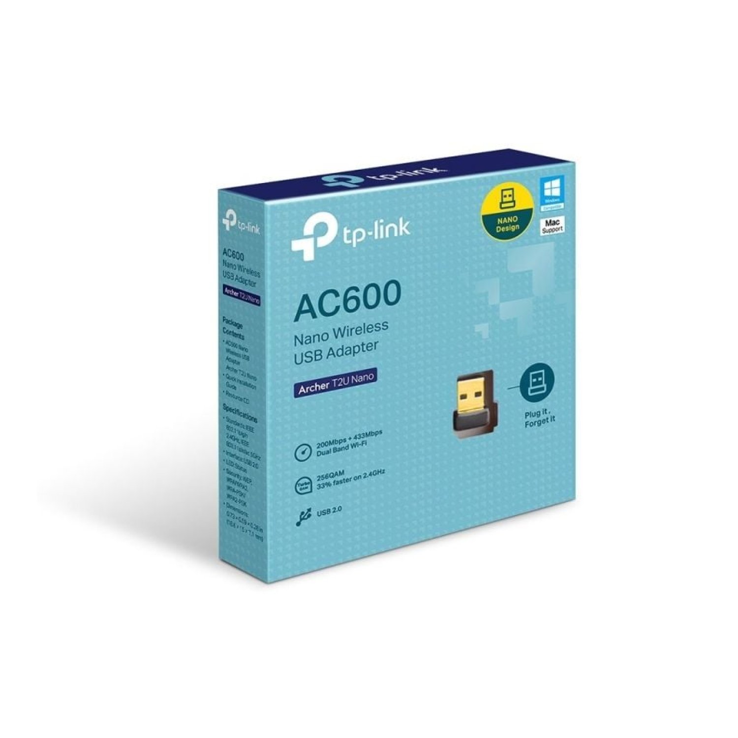 TP-Link Archer T2U Nano · Adaptador USB WiFi · 600Mbps