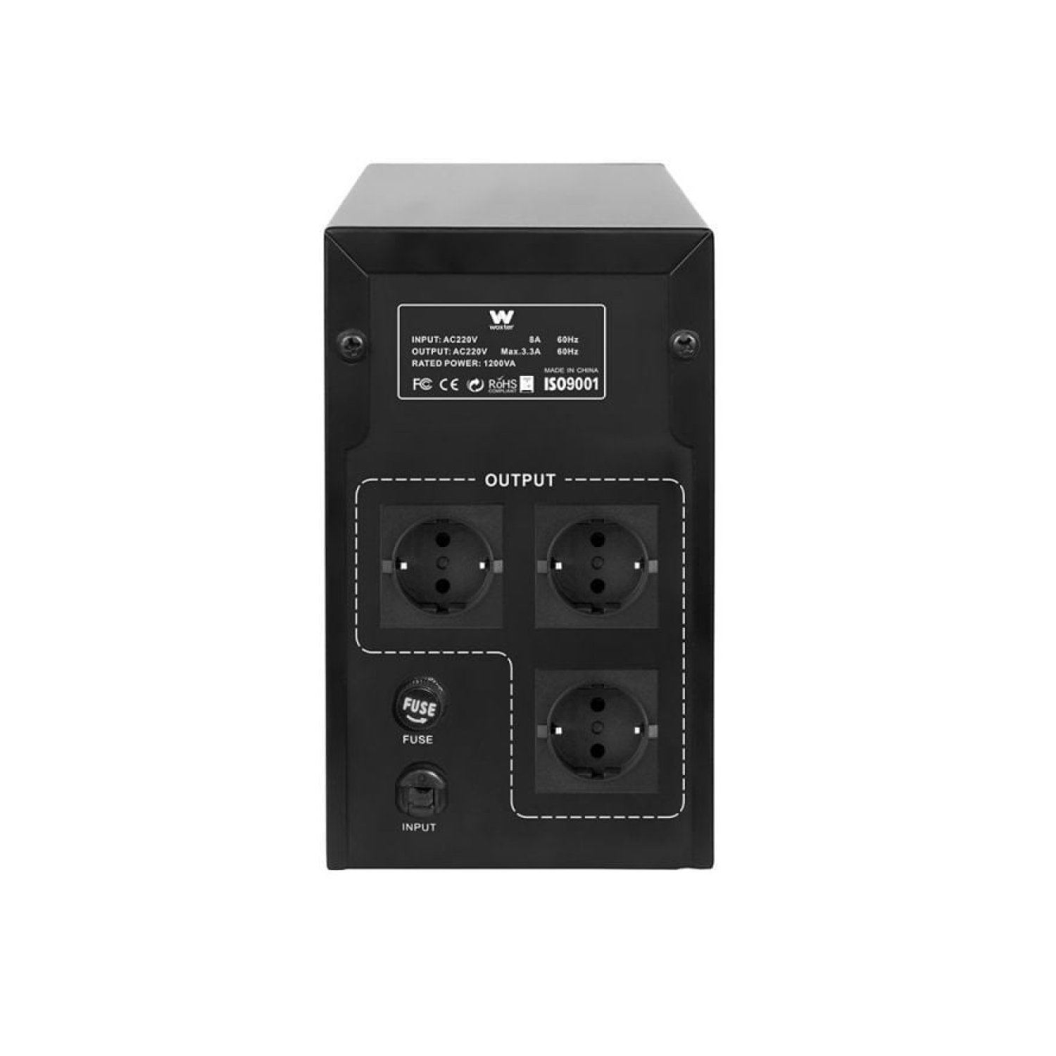 Woxter UPS 1200 VA · SAI Línea Interactiva · 720W · 3 Salidas · Formato Torre