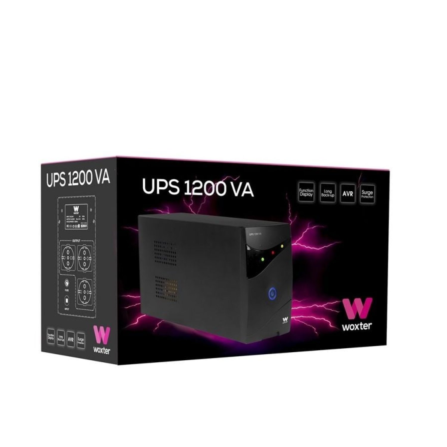 Woxter UPS 1200 VA · SAI Línea Interactiva · 720W · 3 Salidas · Formato Torre