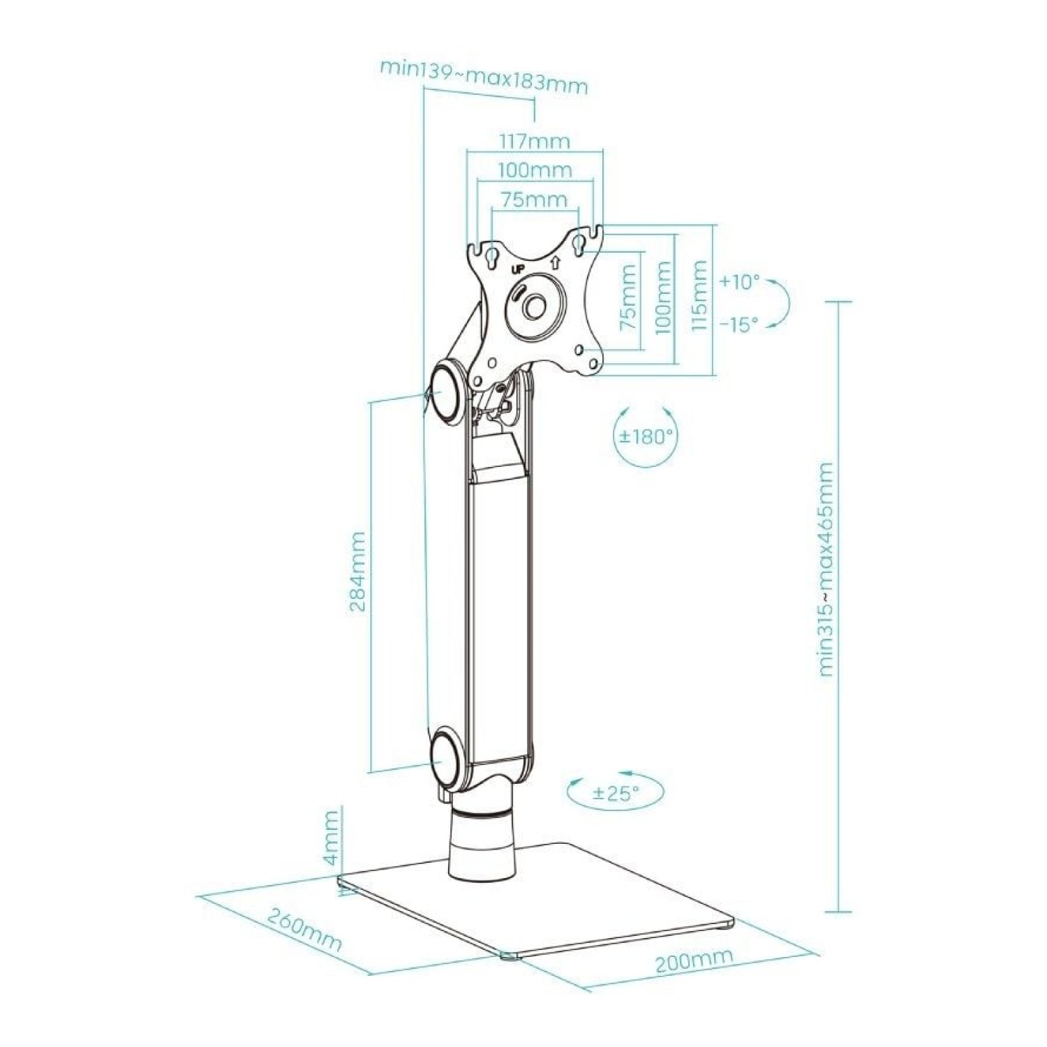 TooQ DB1741TN-B · Soporte Monitor Giratorio · Inclinable · Hasta 8kg