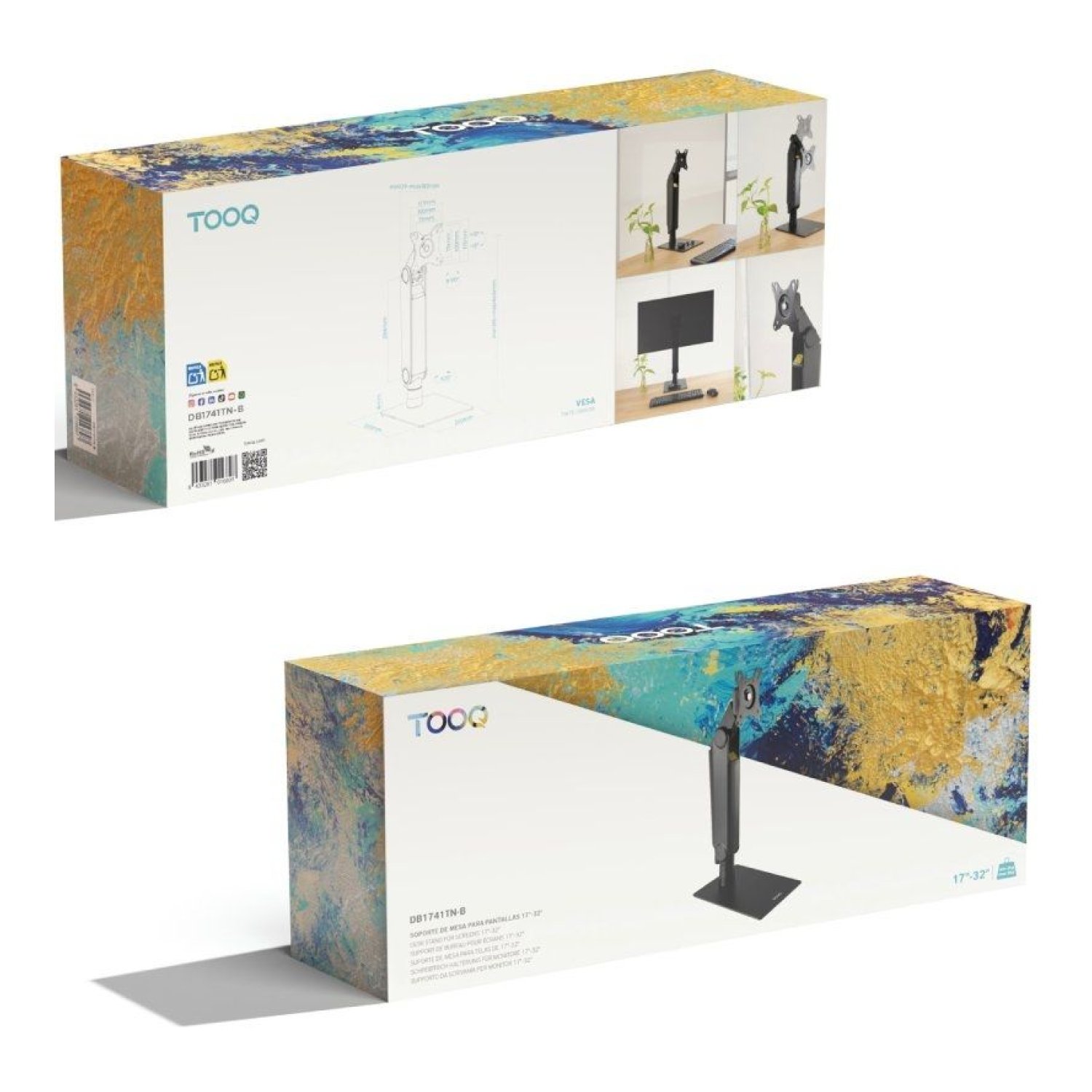 TooQ DB1741TN-B · Soporte Monitor Giratorio · Inclinable · Hasta 8kg