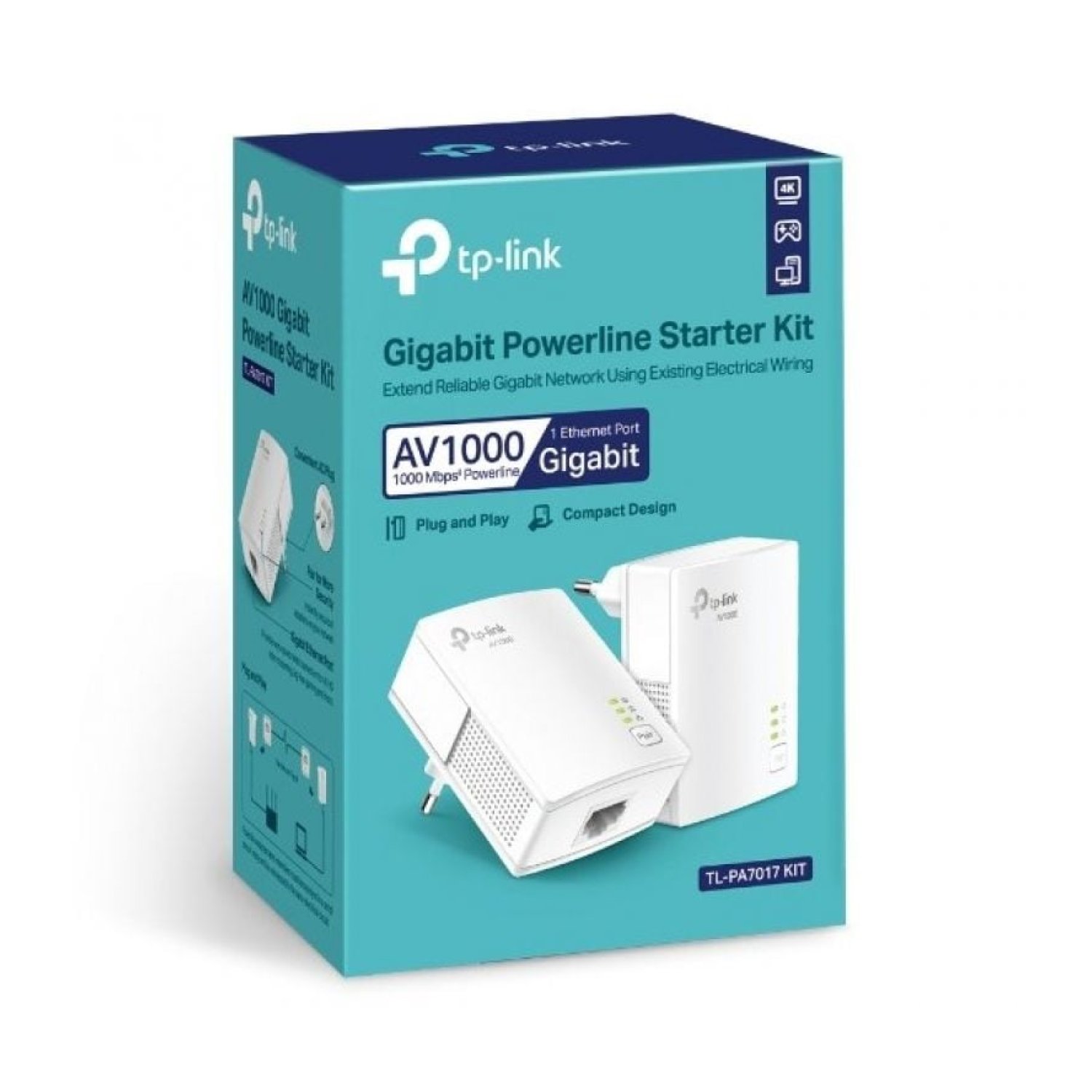 TP-Link TL-PA7017 · Adaptador Powerline · 1000 Mbps · Alcance 300m · Pack 2 unidades