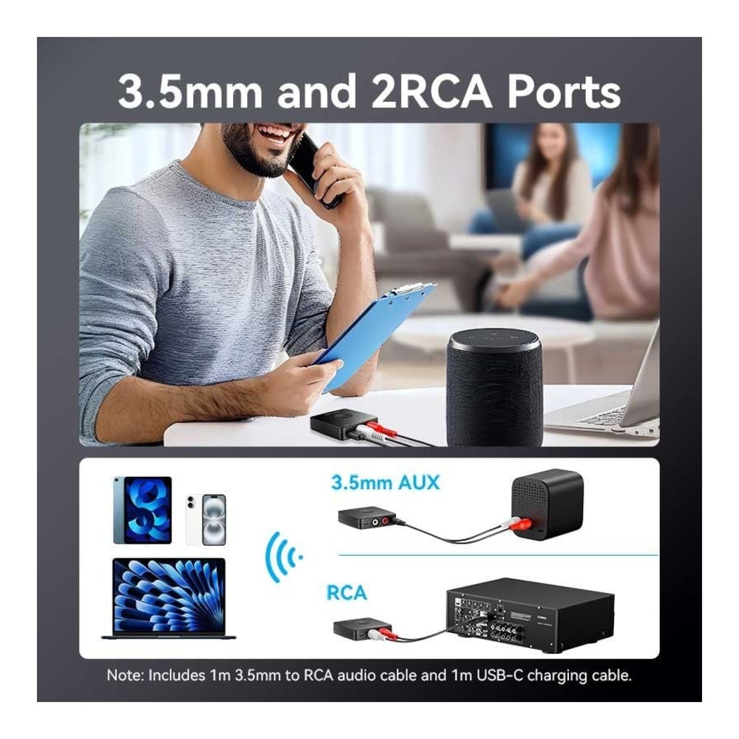 Vention NAJB0 · Receptor de Audio Inalámbrico · Bluetooth · Jack 3.5mm