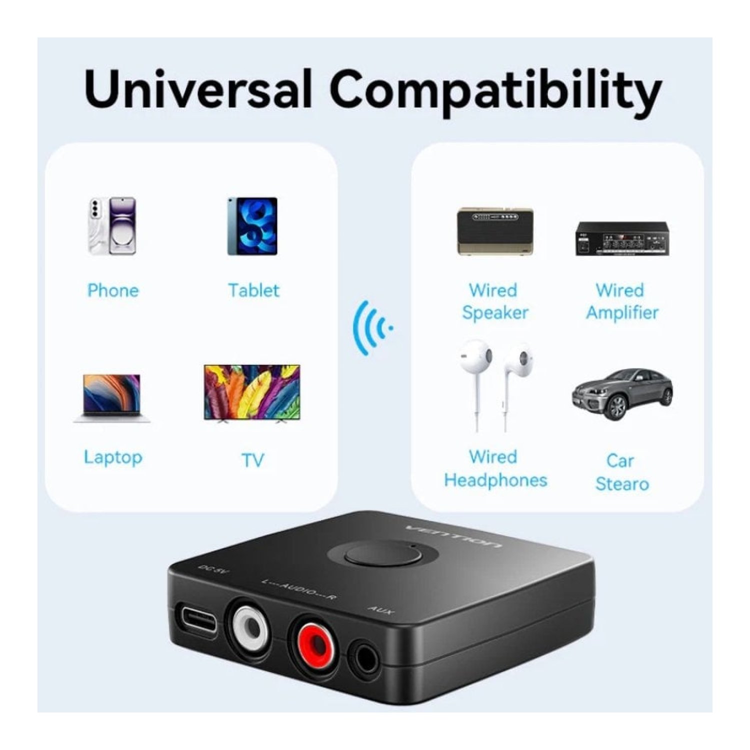 Vention NAJB0 · Receptor de Audio Inalámbrico · Bluetooth · Jack 3.5mm