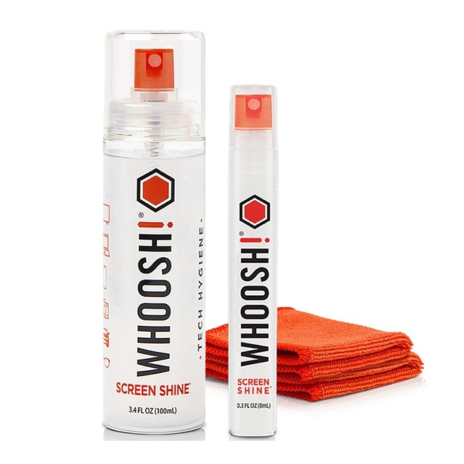 Whoosh Kit Limpiador Pantallas DUO · 100ml + 8ml · 2 Paños Microfibra