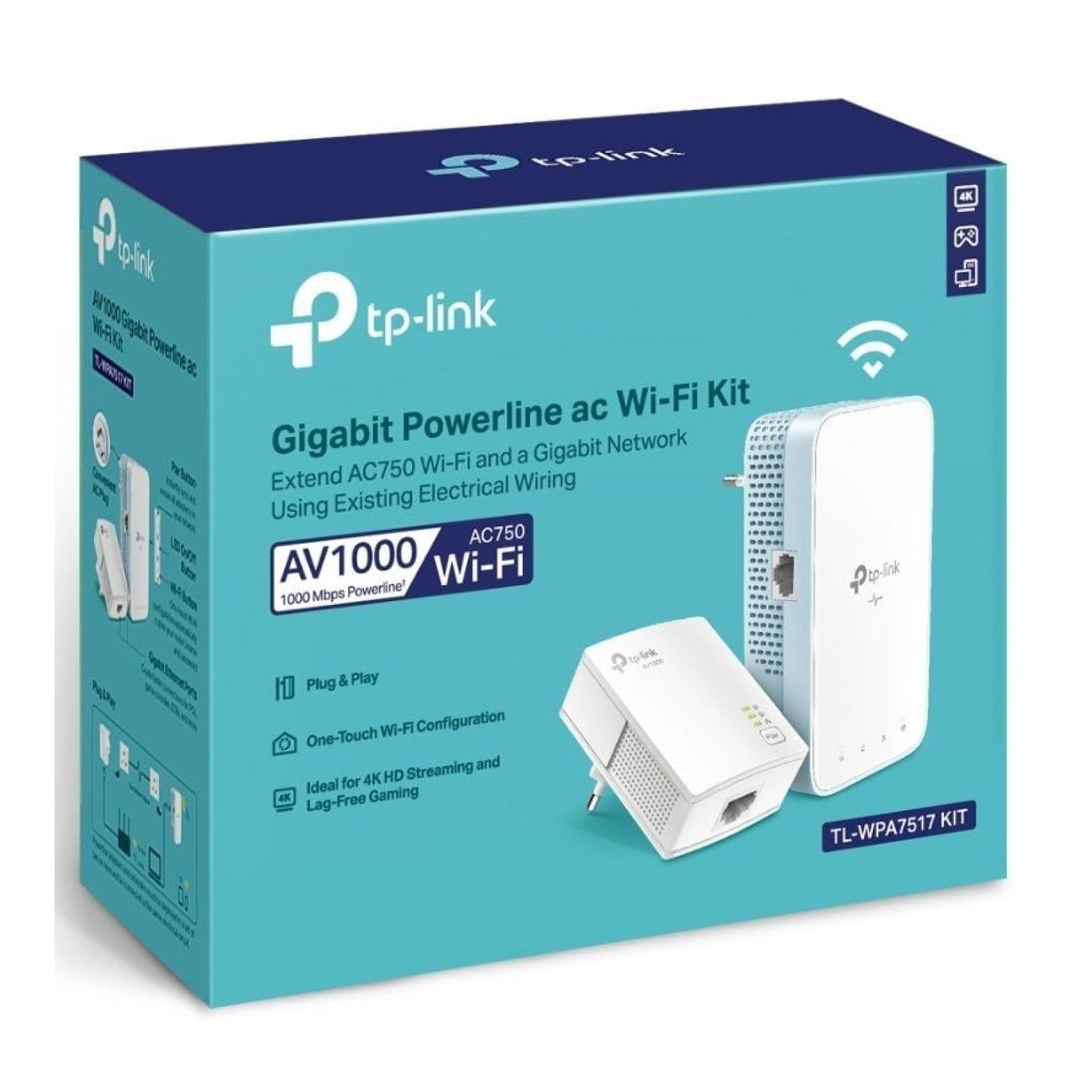TP-Link TL-WPA7517 · Adaptador Powerline · 1000Mbps · Alcance 300m · Pack 2 Unidades
