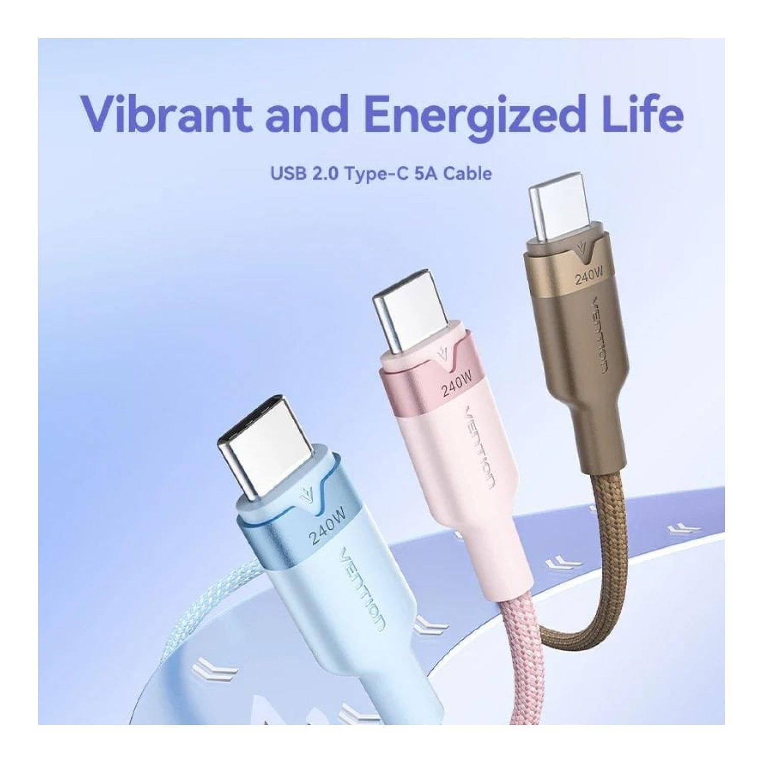 Vention Cable USB Tipo-C 2.0 · 1m · 5A 240W · 480Mbps · Blanco