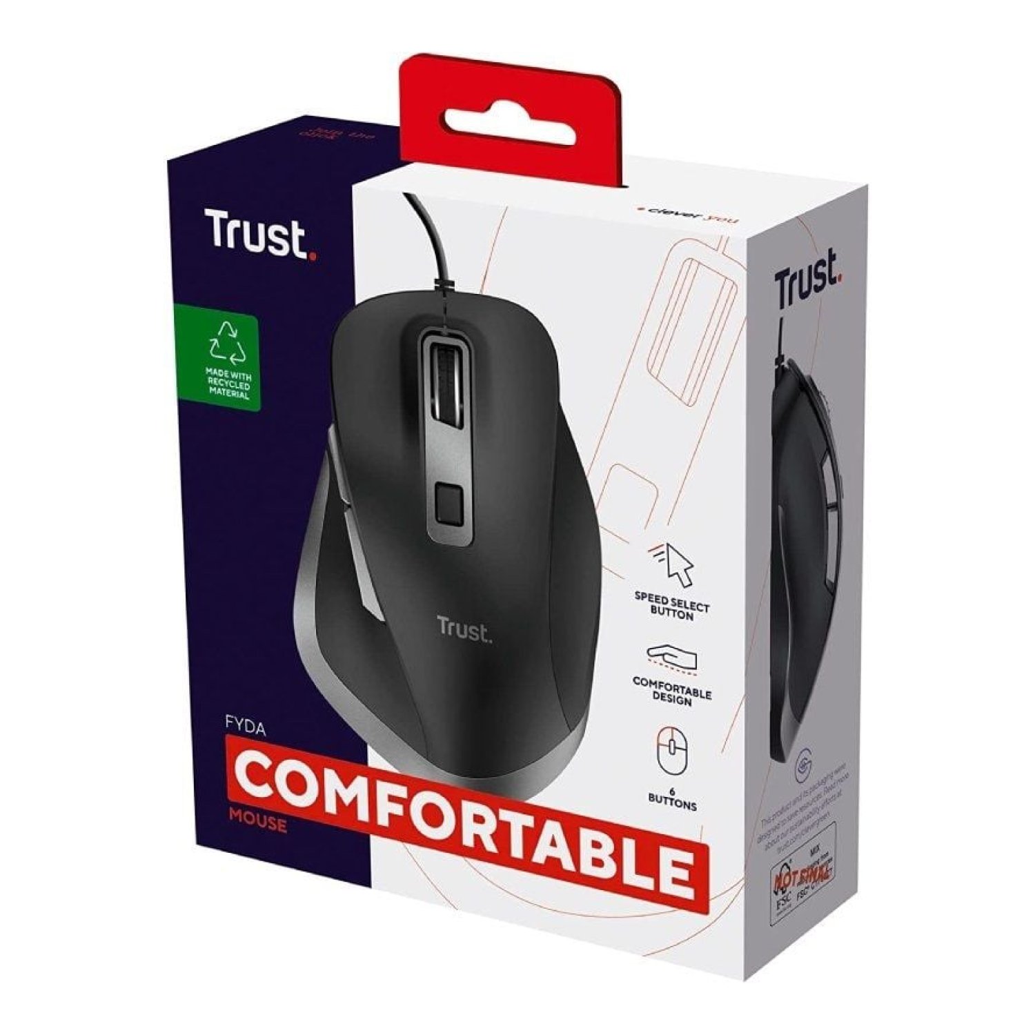Trust Fyda Eco · Ratón Ergonómico · Hasta 5000 DPI