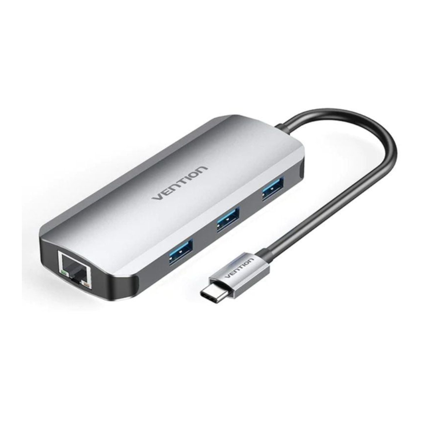 Vention Docking USB-C · HDMI 4K · 3xUSB · RJ45 · PD 100W · Gris