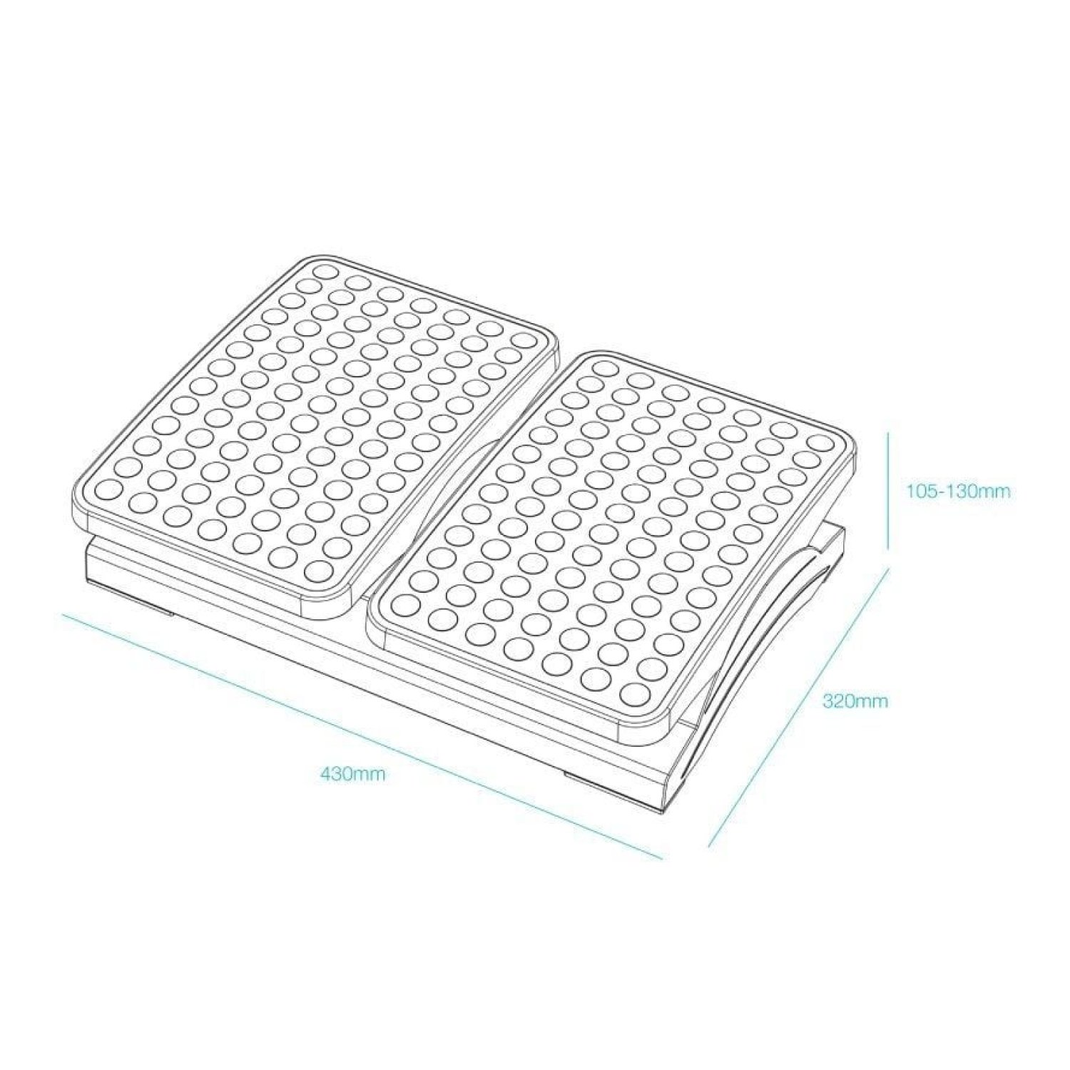 TooQ Reposapiés Ajustable Inclinable · 430x320x105-130mm · Negro