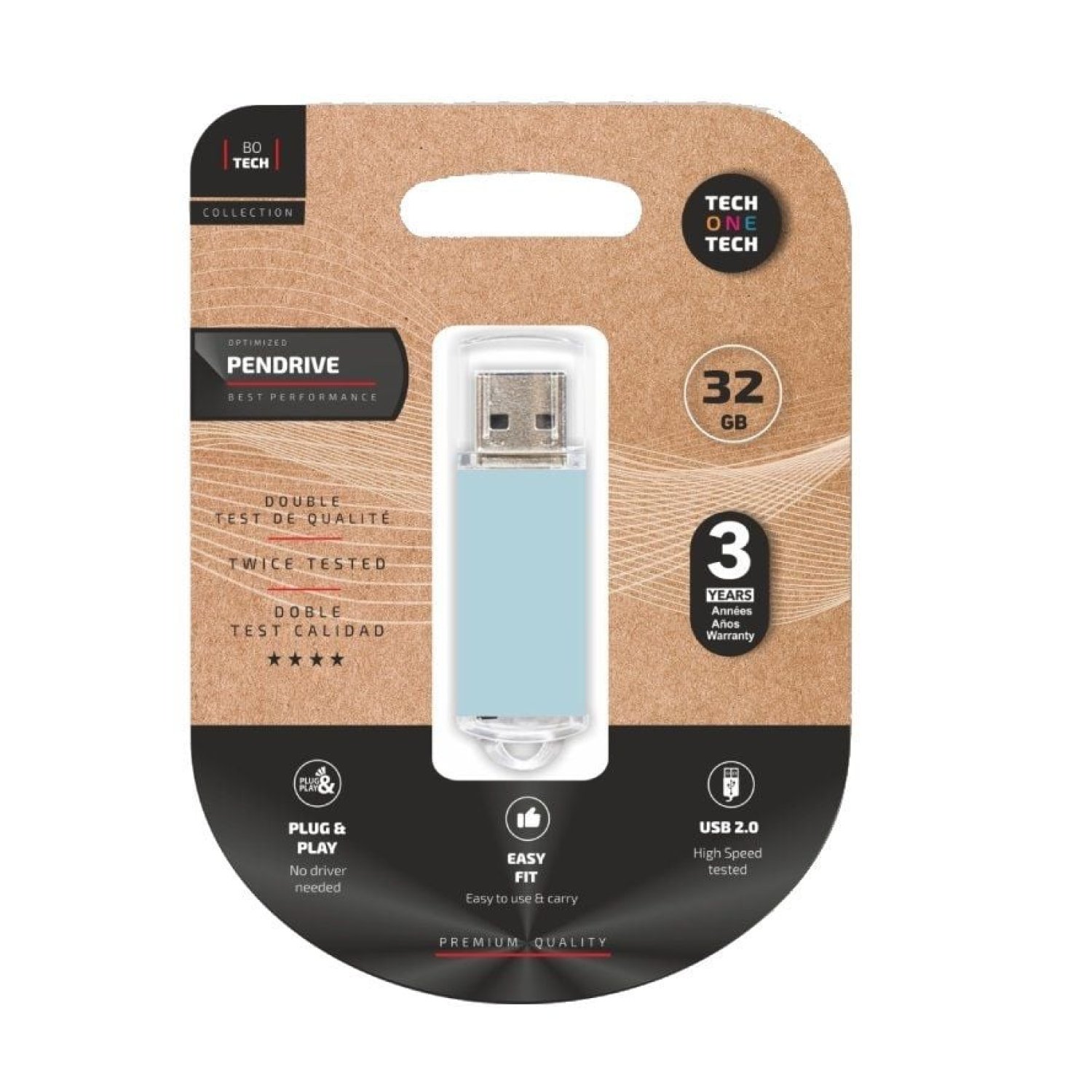 Tech One Tech · Pendrive 32GB · USB 2.0 · Azul Cielo