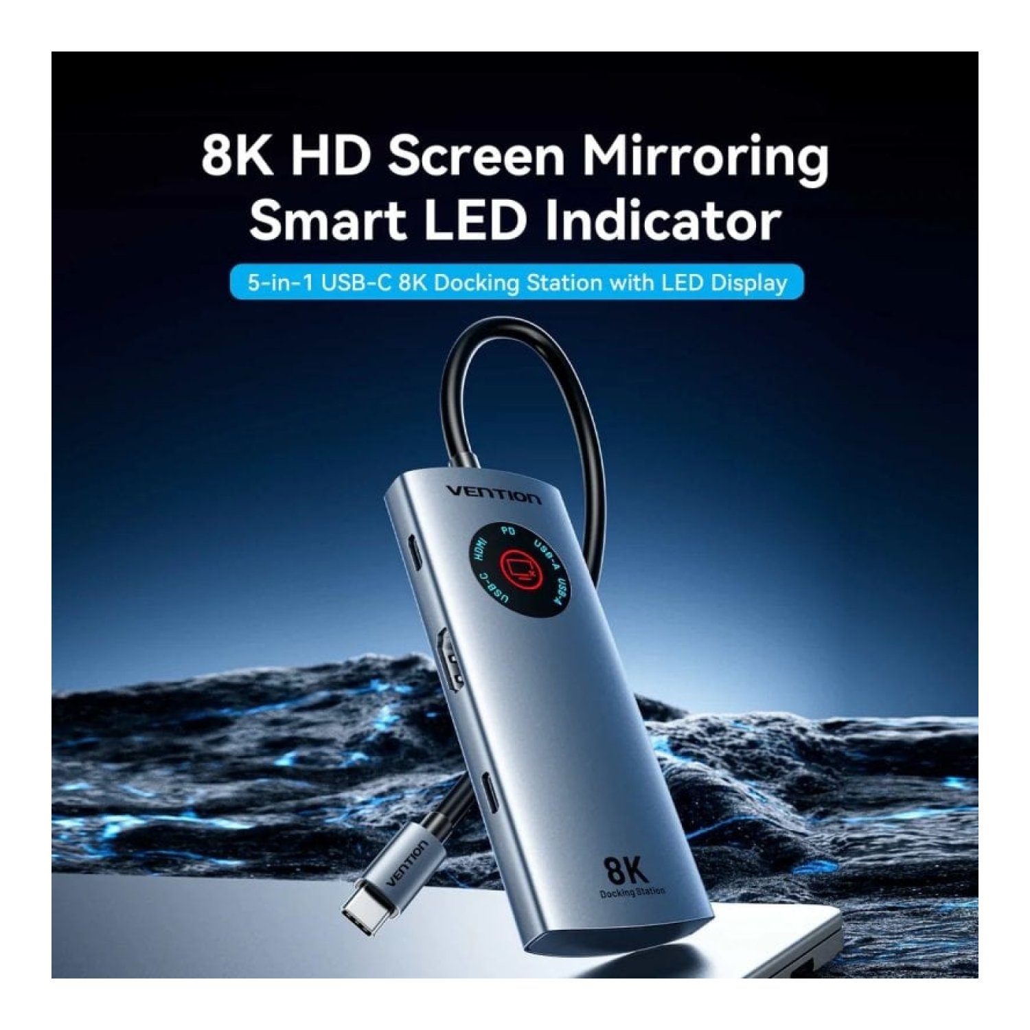 Vention Docking USB Tipo-C · 2xUSB · HDMI · USB-C PD · Gris