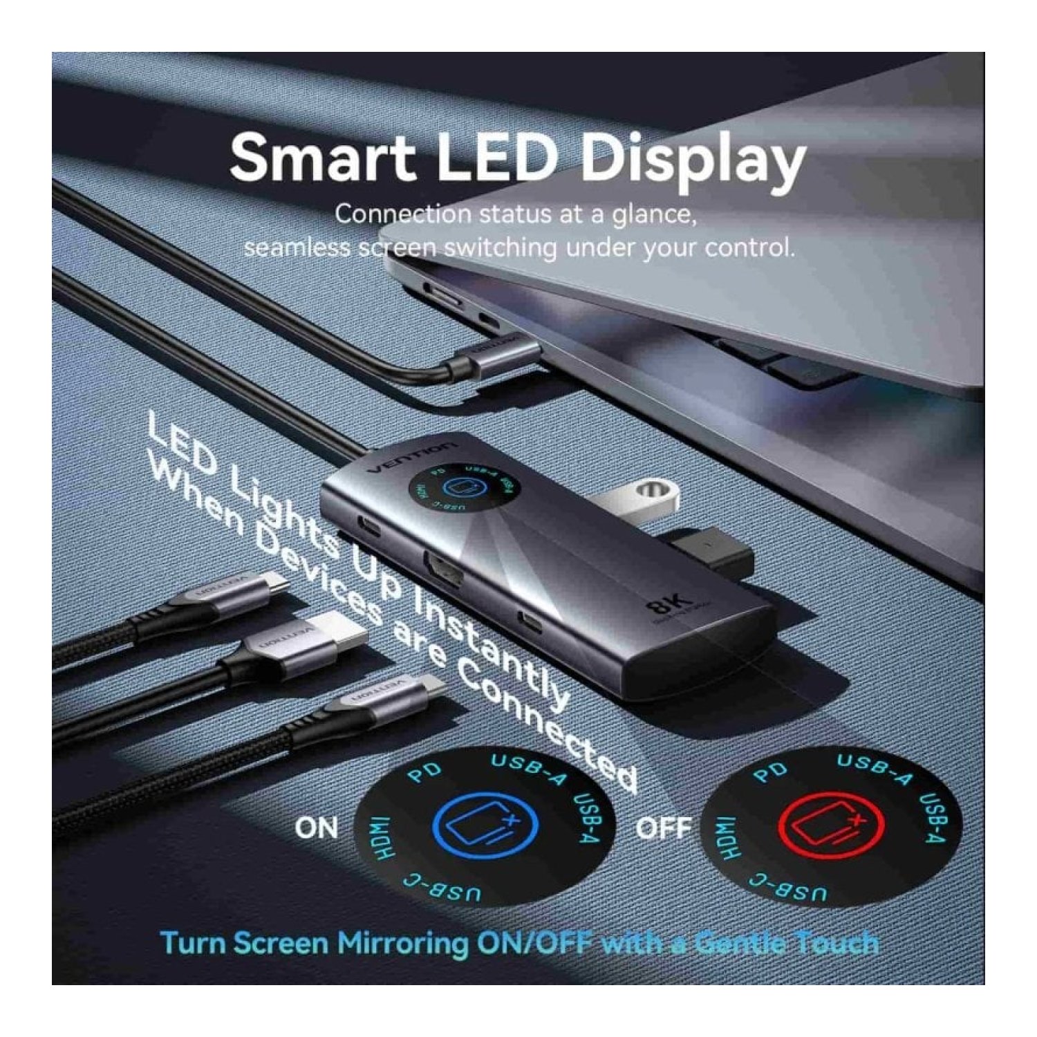 Vention Docking USB Tipo-C · 2xUSB · HDMI · USB-C PD · Gris