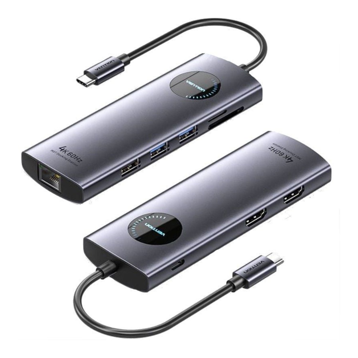Docking USB Tipo-C Vention TQVHB/ 2xHDMI 4K/ 3xUSB/ 1xRJ45/ 1xLector de Tarjetas/ 1xUSB Tipo-C PD/ Gris