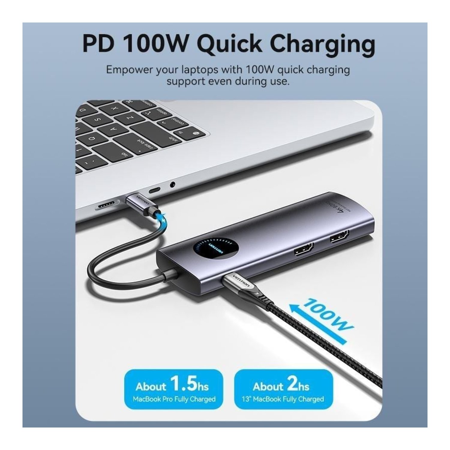 Docking USB Tipo-C Vention TQVHB/ 2xHDMI 4K/ 3xUSB/ 1xRJ45/ 1xLector de Tarjetas/ 1xUSB Tipo-C PD/ Gris