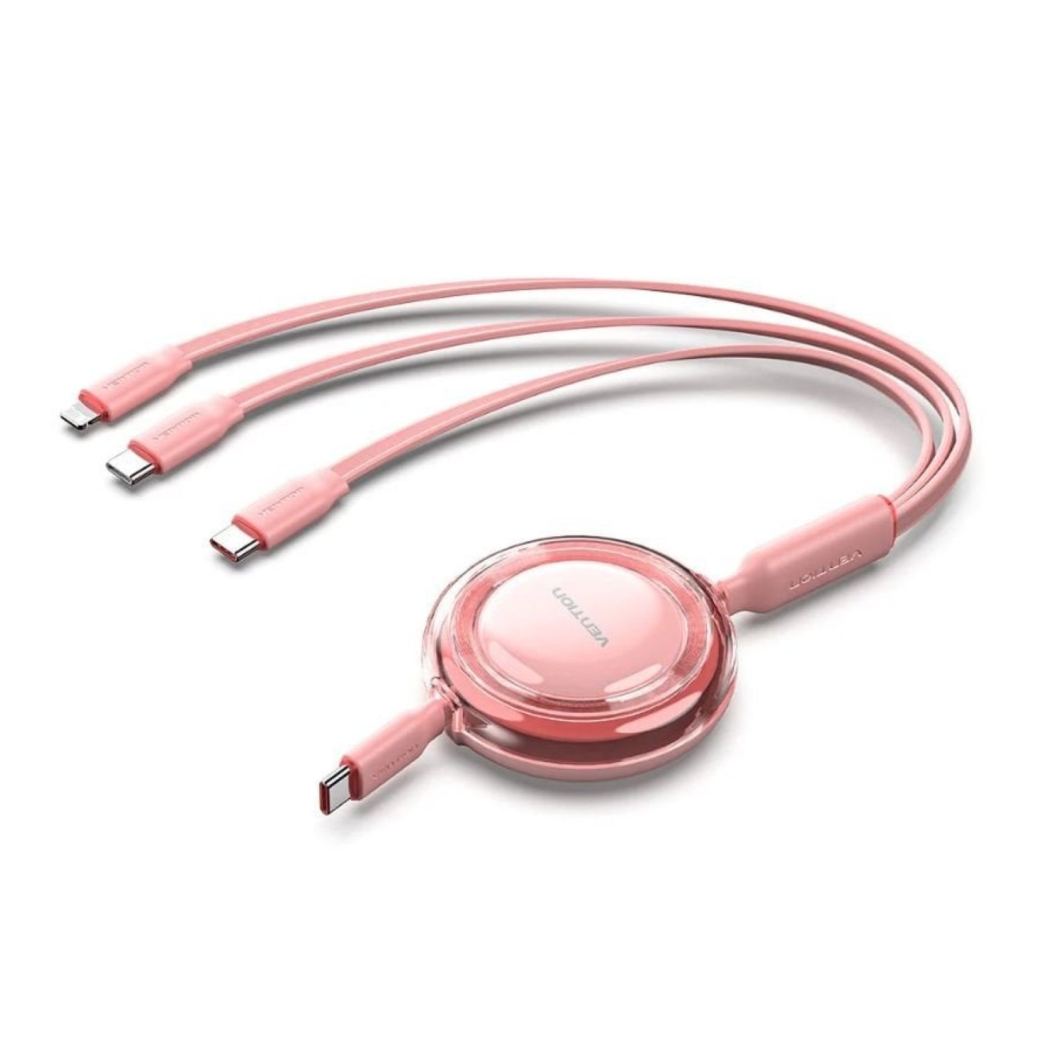 Vention Cable USB Tipo-C 2.0 · 3 Conectores USB-C · 5A/100W · 480Mbps · 1,1m · Rosa