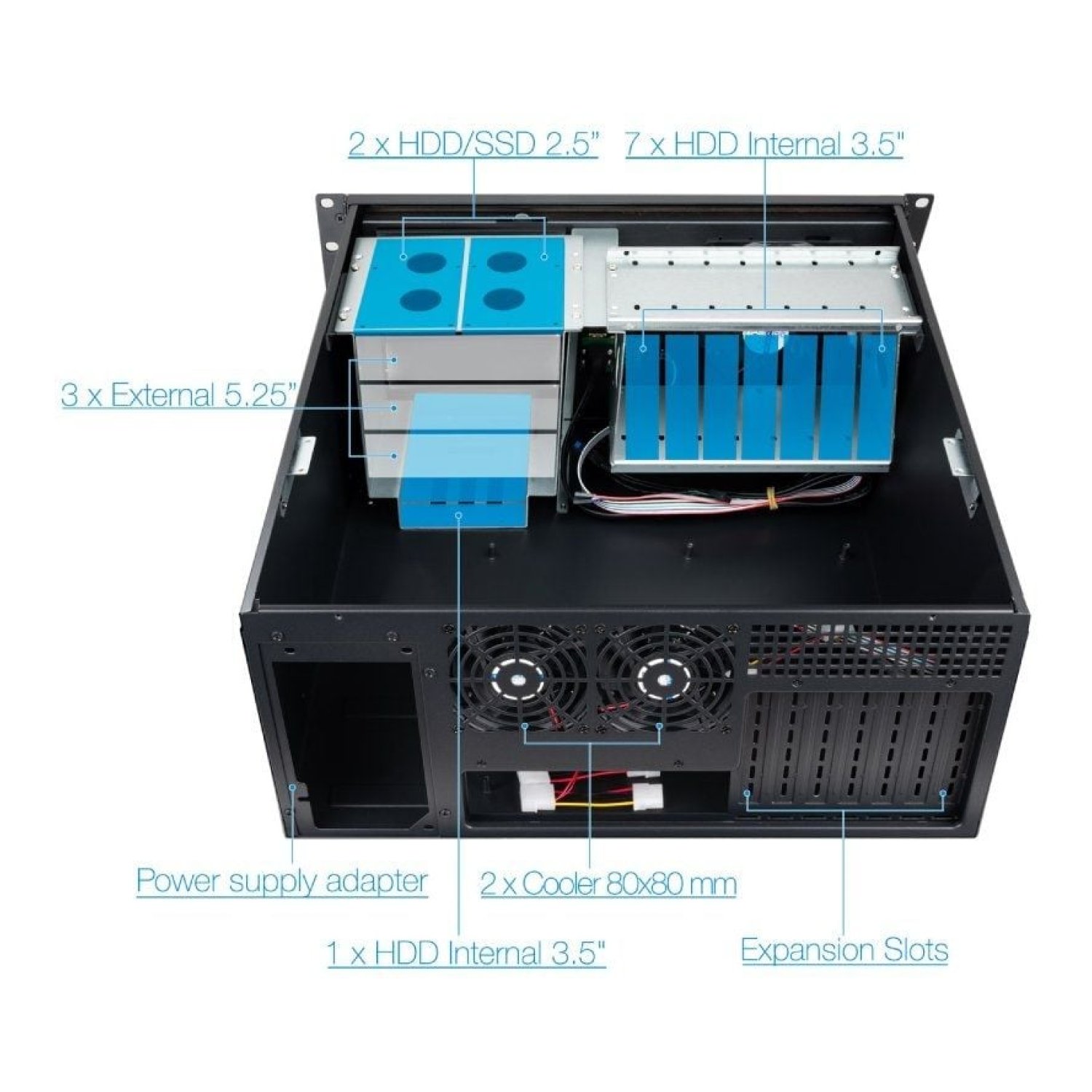 TooQ Rack-406N · Caja Torre · USB 3.0 · 4 Bahías 3,5"