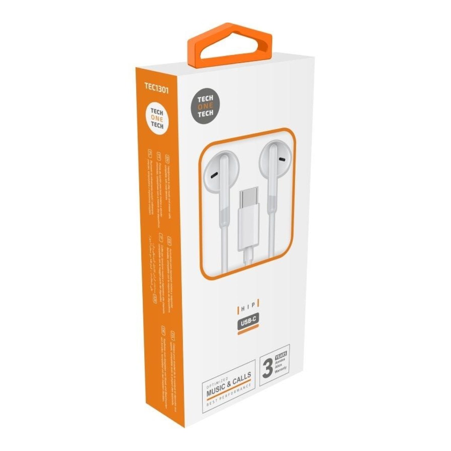 Tech One Tech earTECH · Auriculares Intrauditivos · Micrófono · USB Tipo-C · Blancos