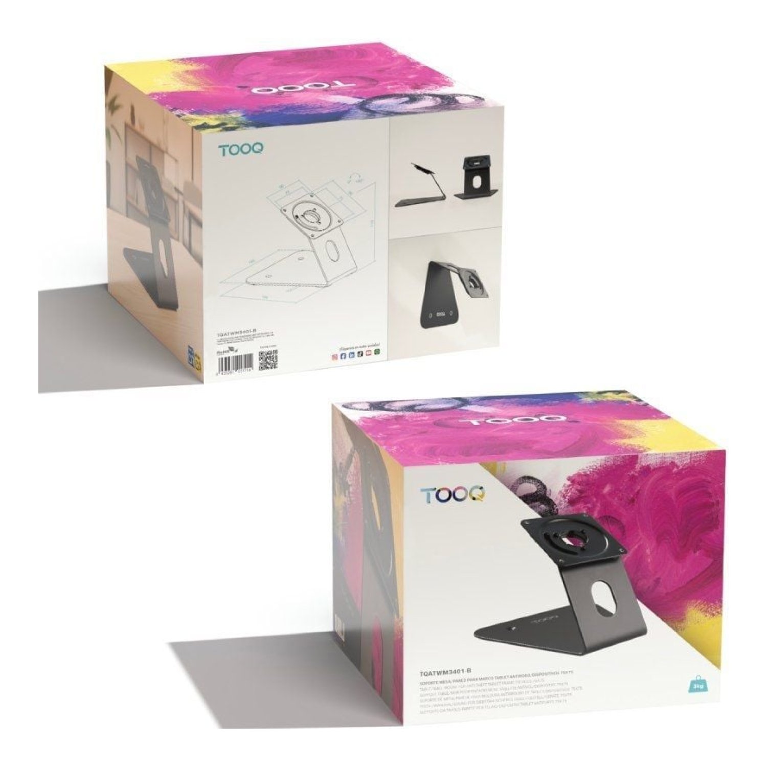 TooQ TQATWM3401-B · Soporte Tablet · Mesa/Pared · Antirrobo · Negro