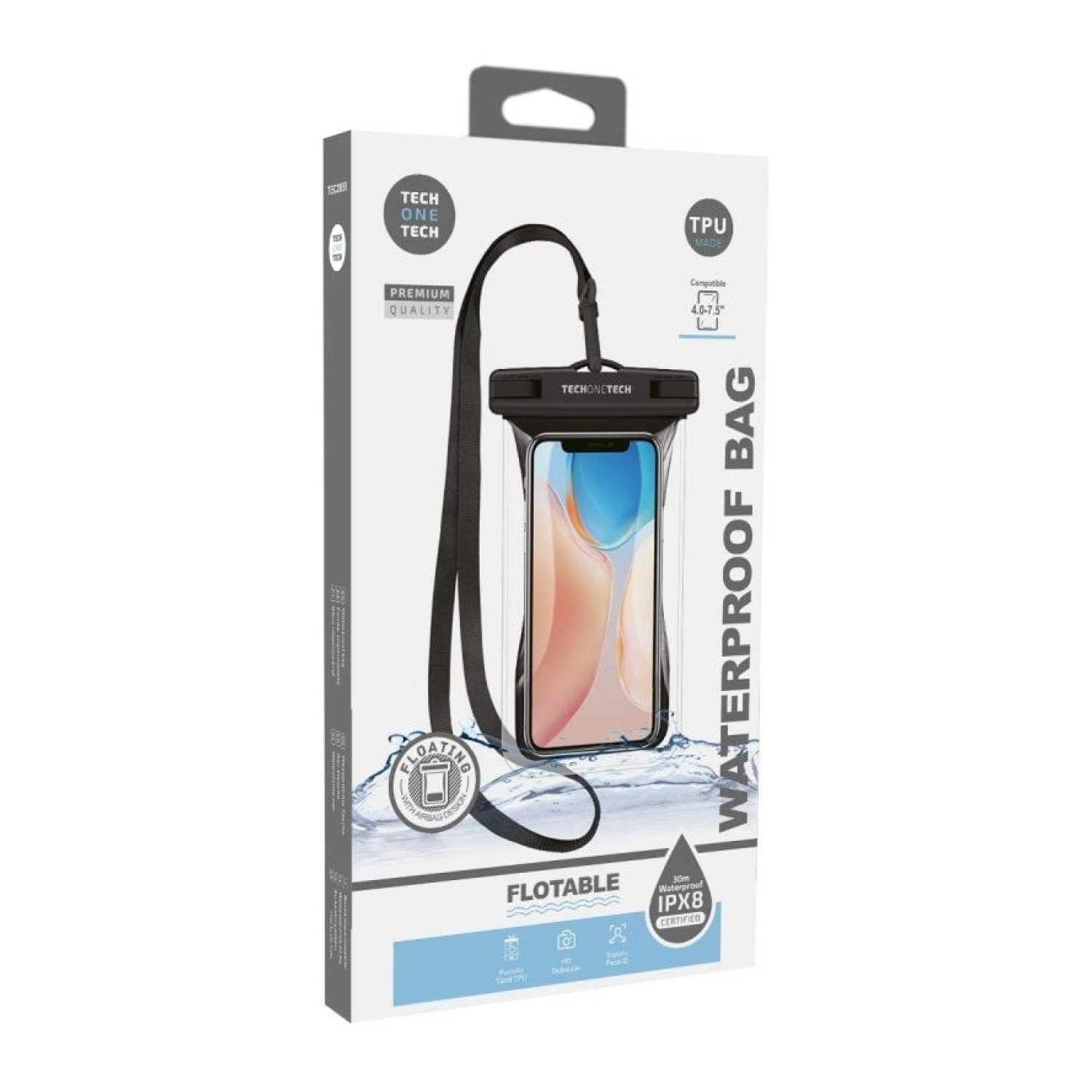 Tech One Tech · Funda Universal Impermeable · Hasta 7,5" · Protección Total