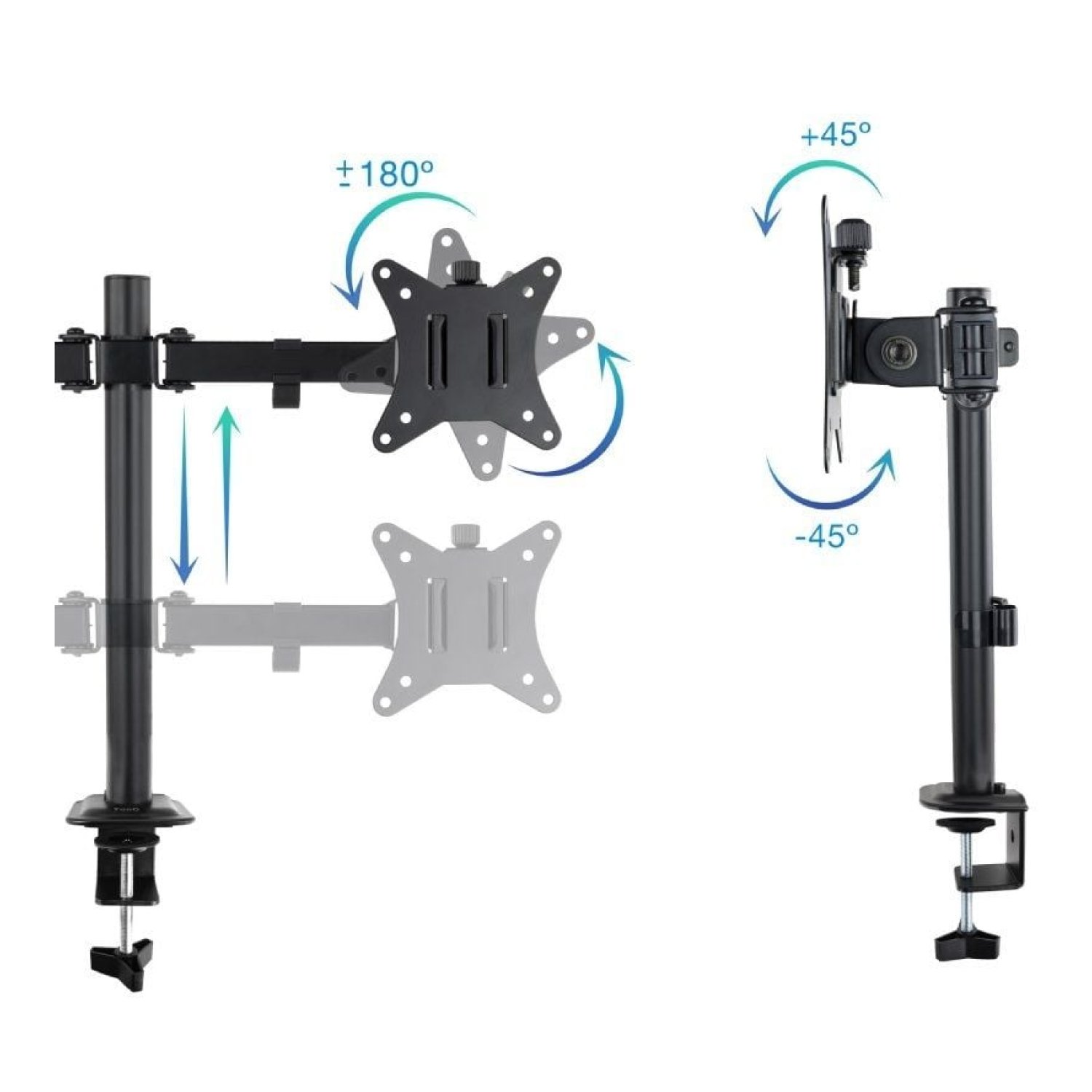 TooQ DB1802TN · Soporte Doble Monitor · Giratorio e Inclinable · Hasta 8kg