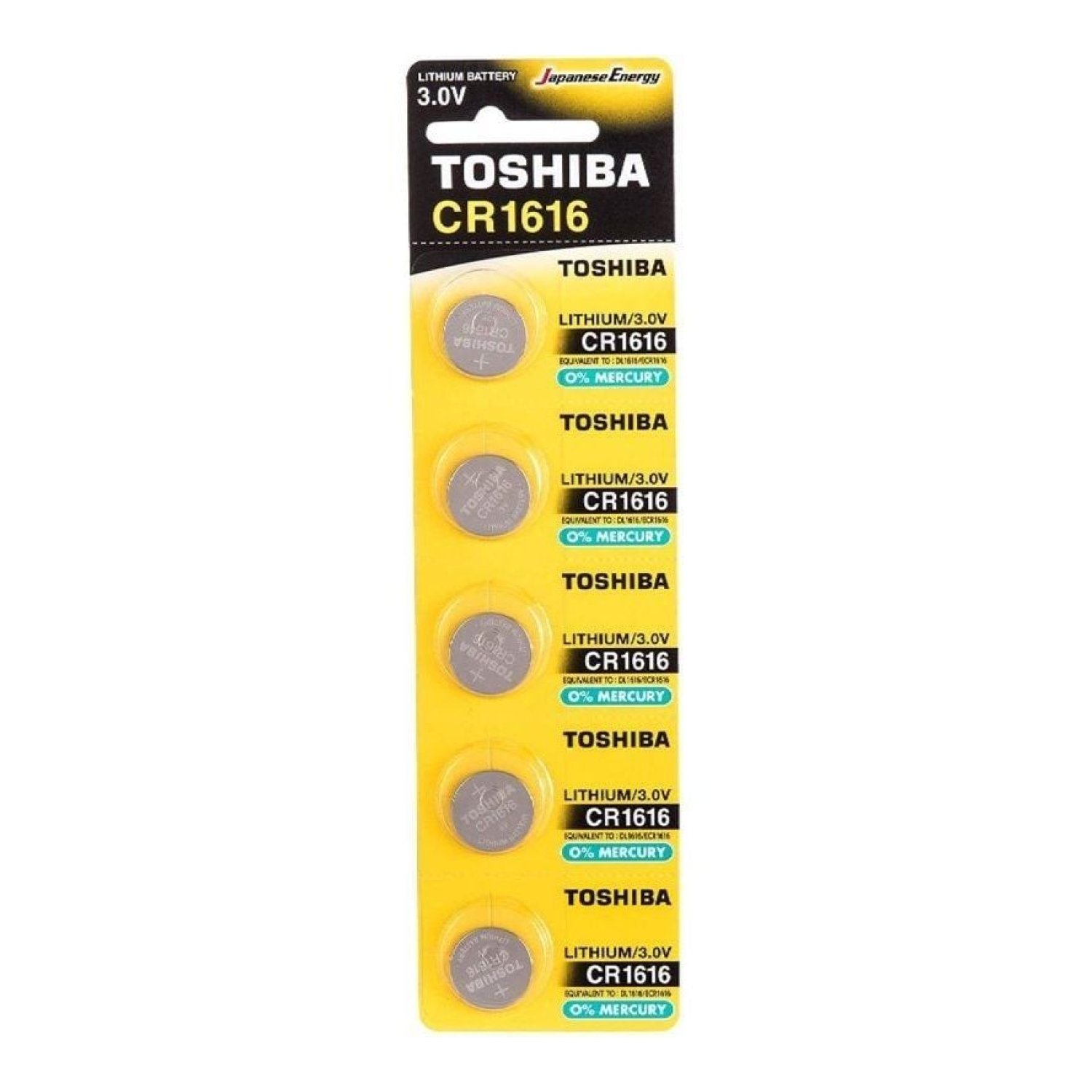 Toshiba · Pack 5 Pilas de Botón CR1616 · 3V