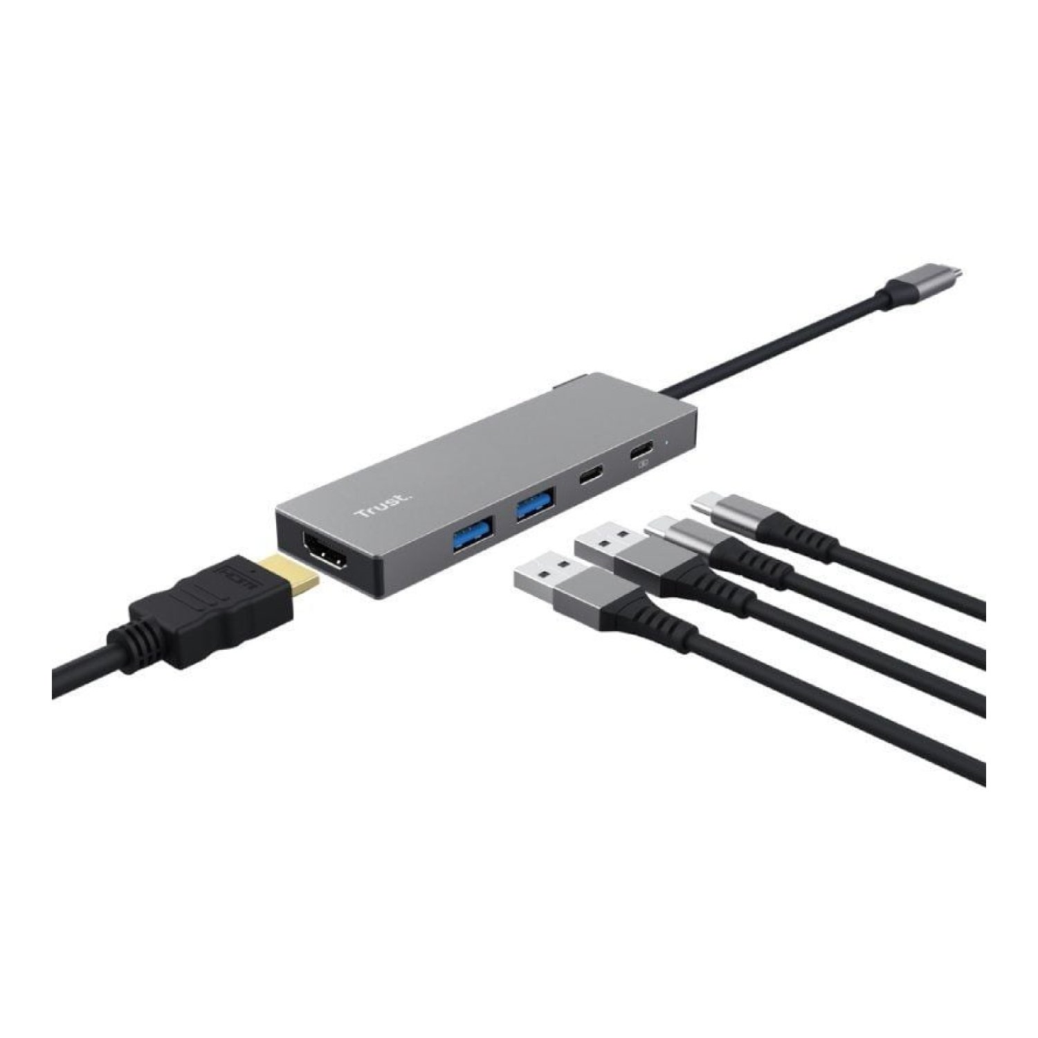 Trust Dalyx · Docking USB-C · HDMI 4K · 2 Puertos USB-C · Gris
