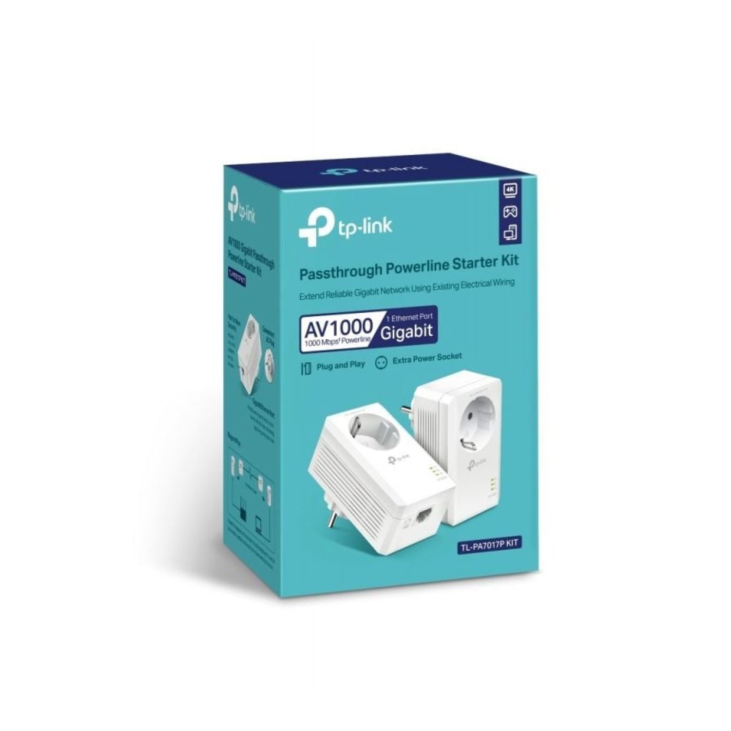 TP-Link TL-PA7017P · Powerline AV1000 · 1000Mbps · 300m alcance · Pack 2 unidades