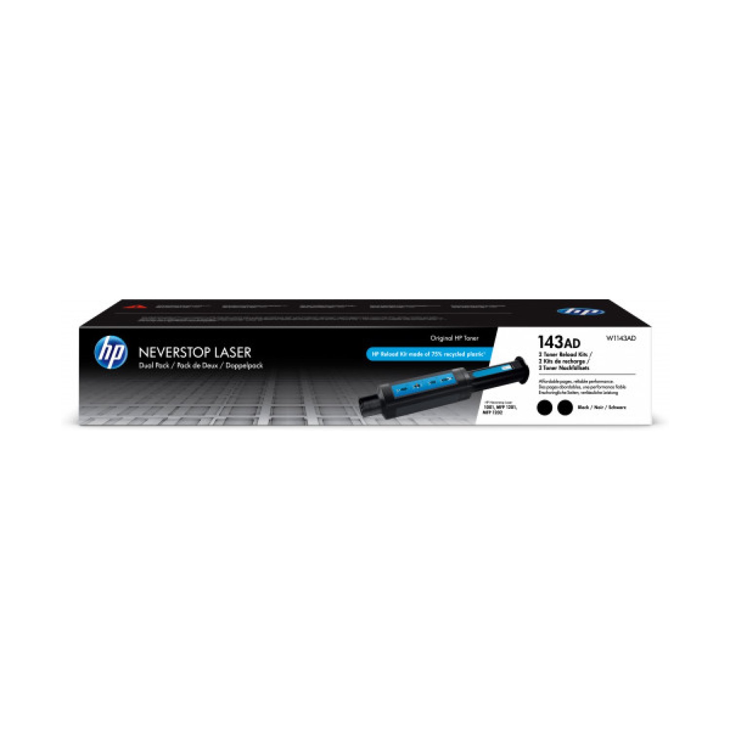HP Nº143AD · Kit Recarga Tóner Original · 2x Negro