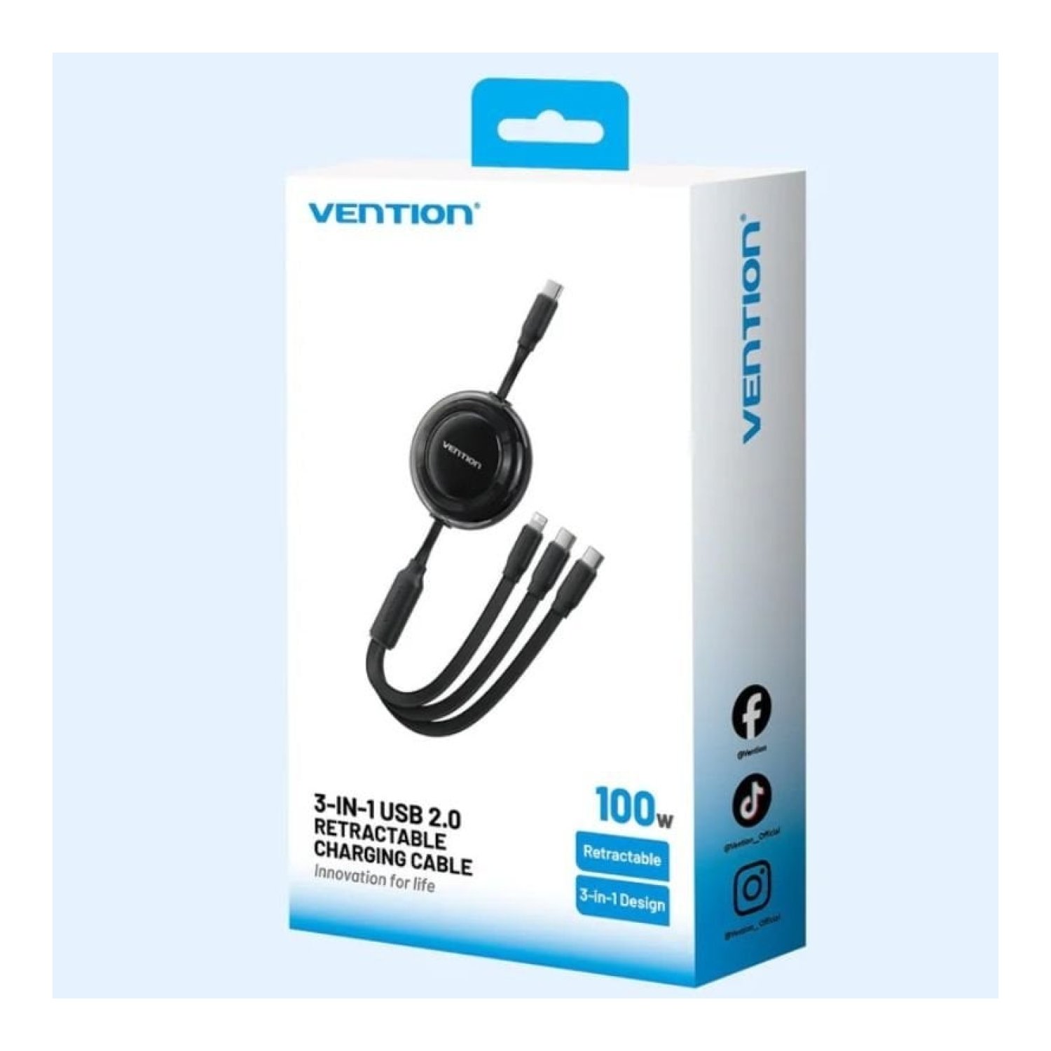 Vention Cable USB Tipo-C 2.0 · 3x USB-C Macho · 100W · 480Mbps · 1,1m · Morado