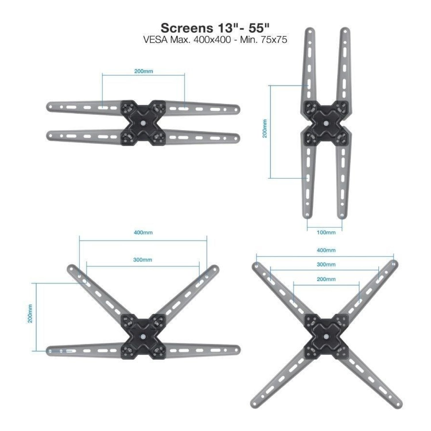 TOOQ · Soporte de Pared TV · 13-55" · Extensible · Giratorio · Inclinable · 25kg