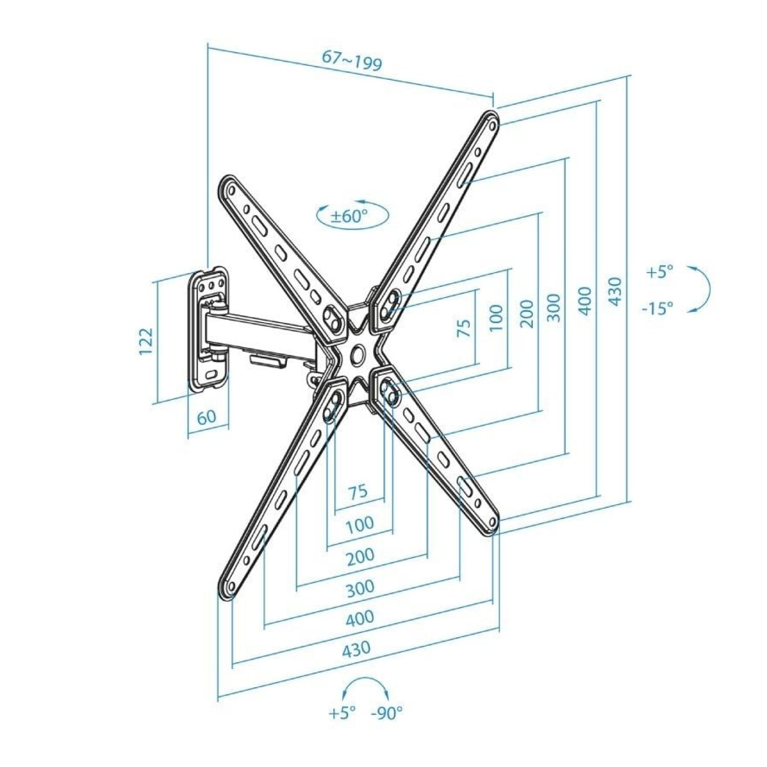 TOOQ · Soporte de Pared TV · 13-55" · Extensible · Giratorio · Inclinable · 25kg