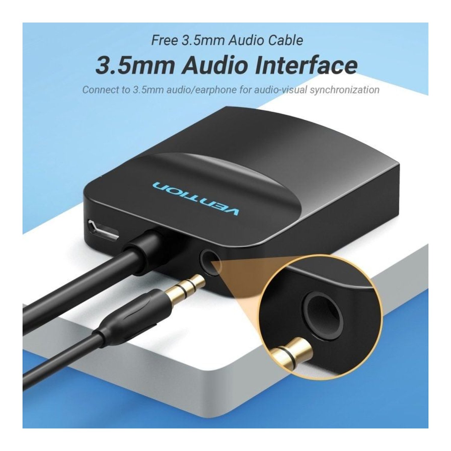 Vention · Conversor HDMI a VGA + Audio · HDMI Macho · VGA + Jack 3.5 · 15cm · Negro
