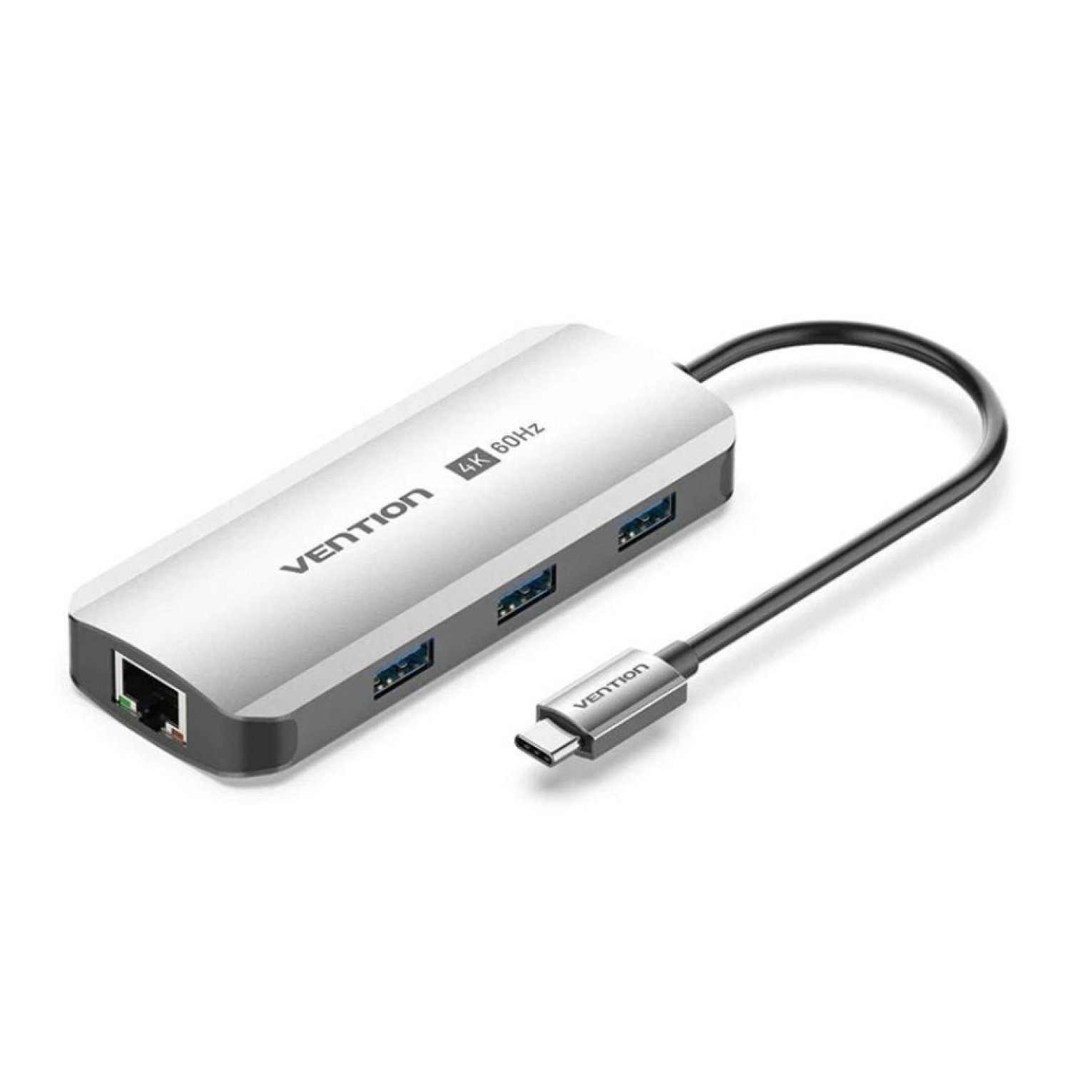 Vention Docking USB Tipo-C · HDMI 4K · 3xUSB · USB-C PD · RJ45 · Gris