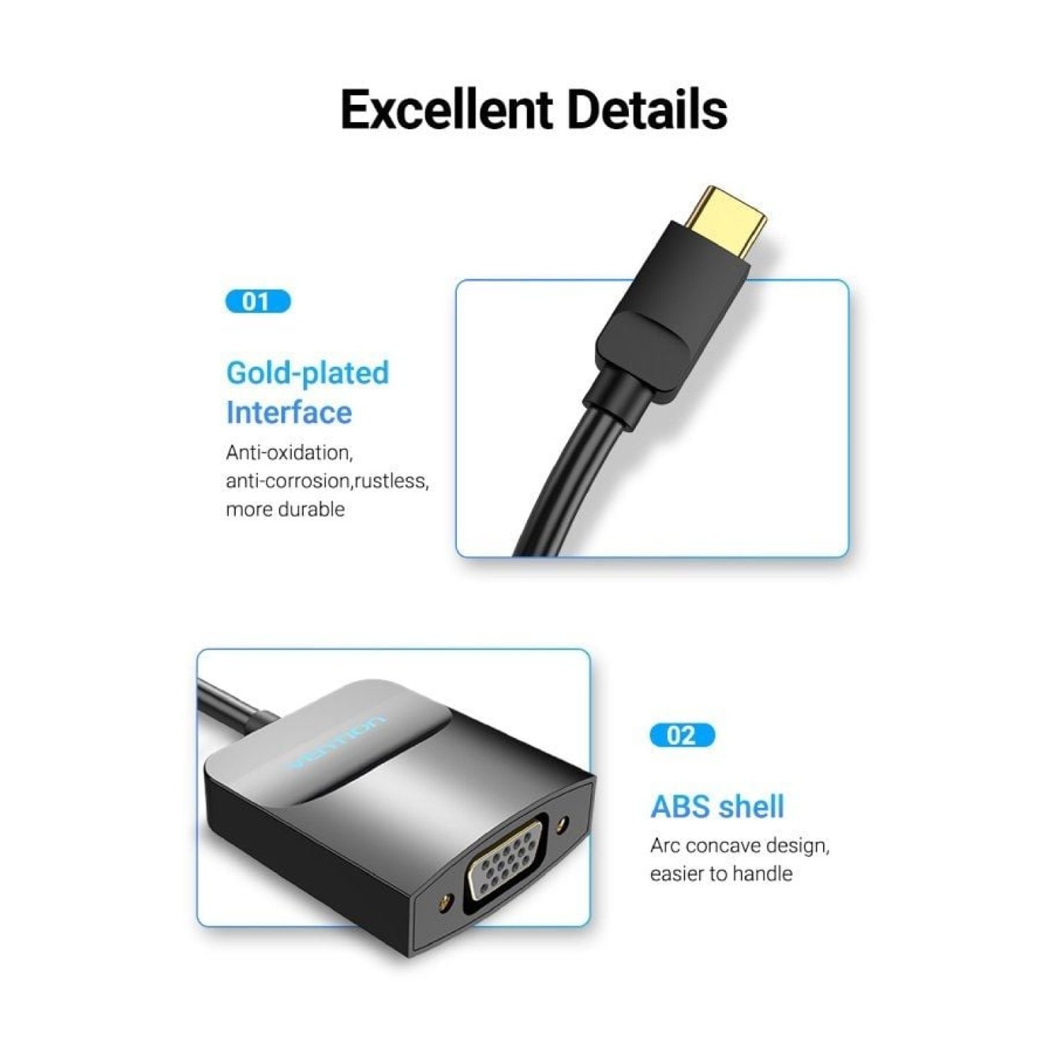 Vention · Adaptador USB-C a VGA · Tipo-C Macho · VGA Hembra