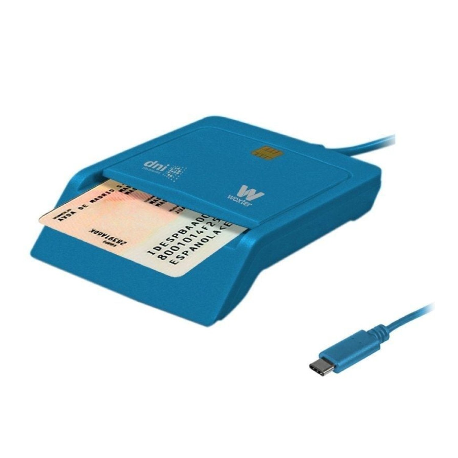 Lector de DNI y Tarjetas Woxter PE26-197/ USB Tipo-C/ Azul
