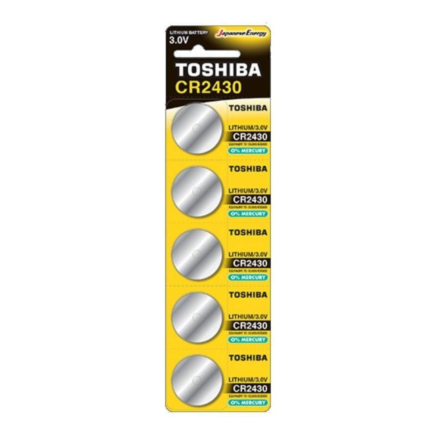 Toshiba · Pack 5 Pilas de Botón CR2430 · 3V · Alcalinas
