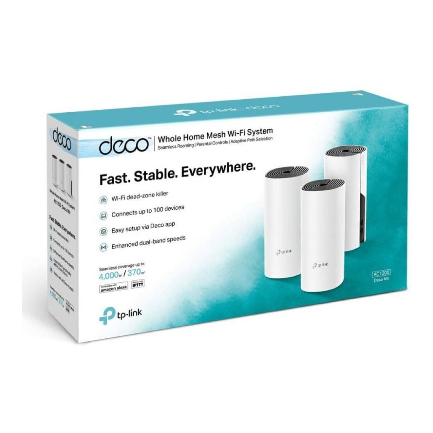TP-Link Deco M4 · Sistema Mesh WiFi · 1200 Mbps · Pack 3 unidades · Doble banda 2.4GHz/5GHz